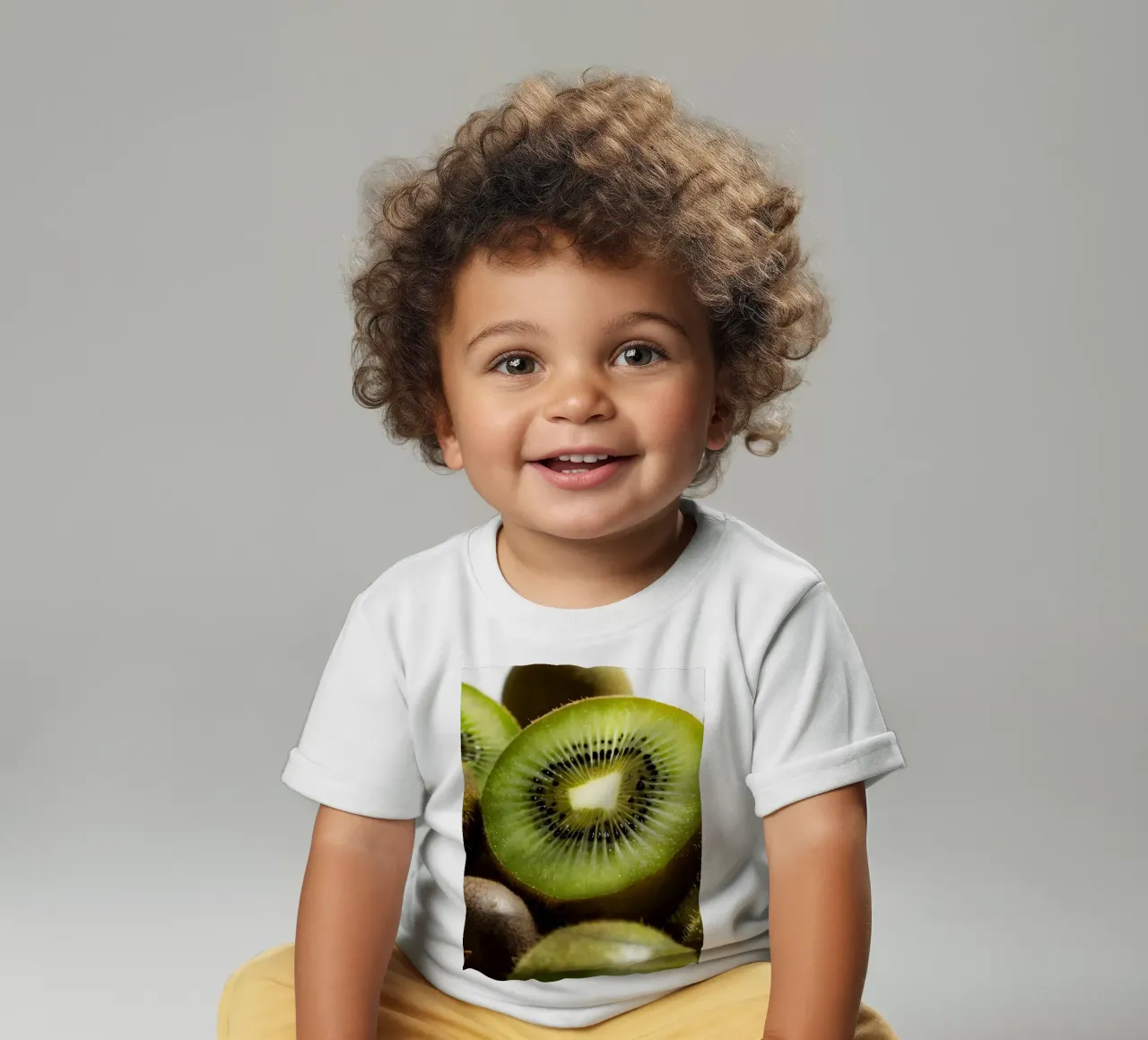 Kiwi freschi tagliati a fette e disposti con frutti interi maglietta neonato da DesignDoodle