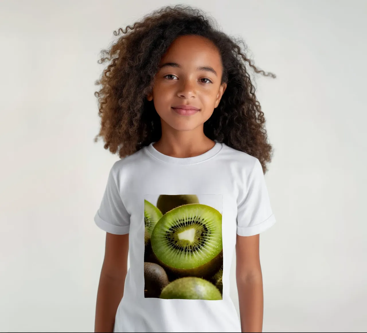 Kiwi freschi tagliati a fette e disposti con frutti interi t-shirt bambini da DesignDoodle
