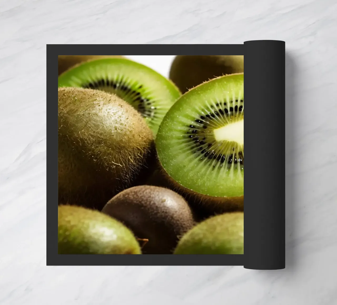 Kiwi freschi tagliati a fette e disposti con frutti interi zerbino da DesignDoodle
