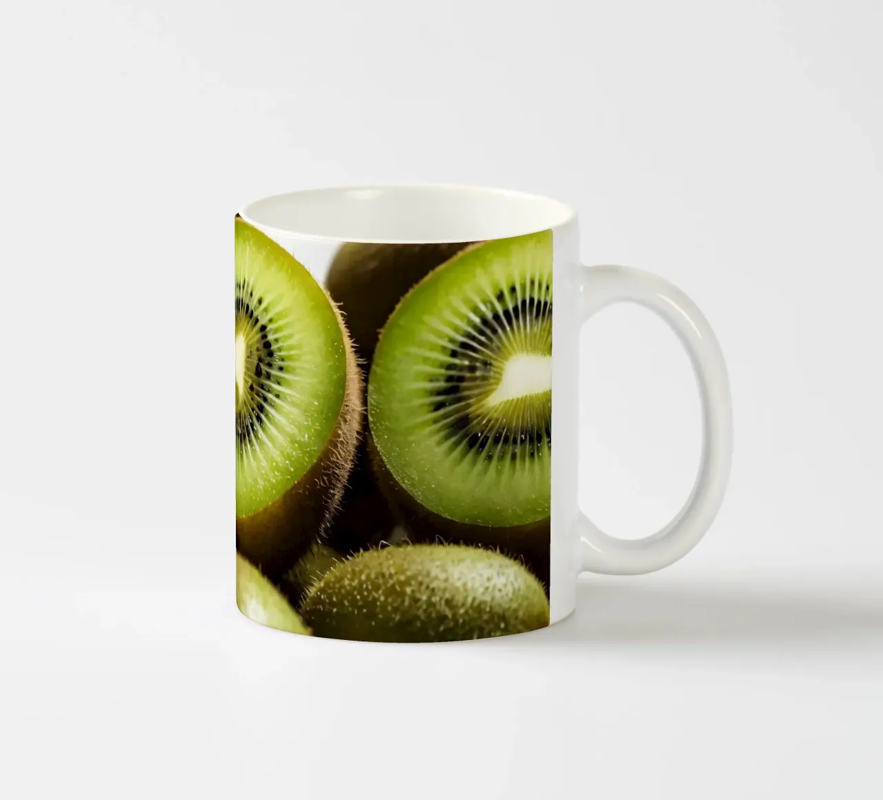 Kiwi freschi tagliati a fette e disposti con frutti interi tazza in ceramica da DesignDoodle