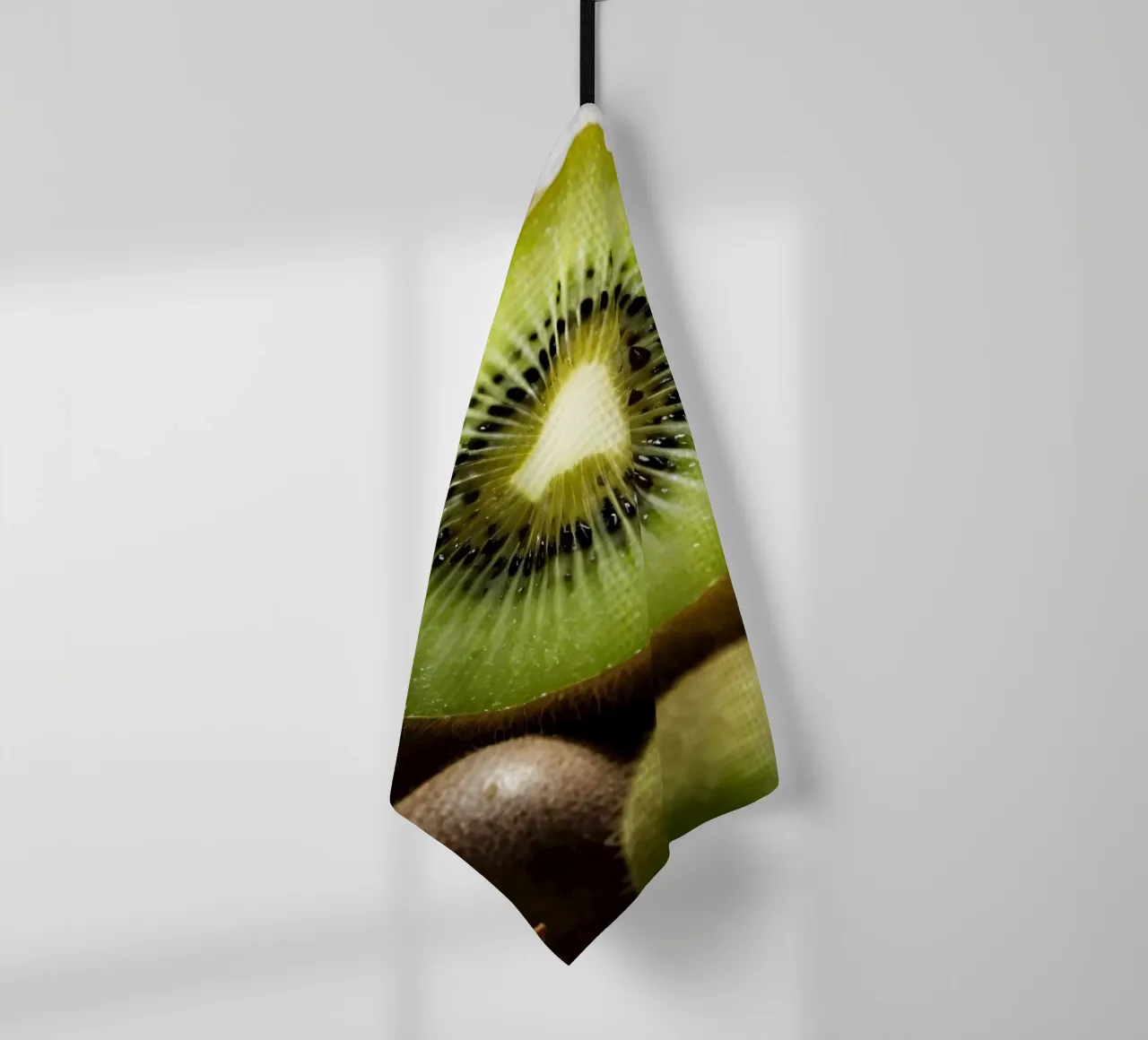 Kiwi freschi tagliati a fette e disposti con frutti interi canovaccio da cucina da DesignDoodle