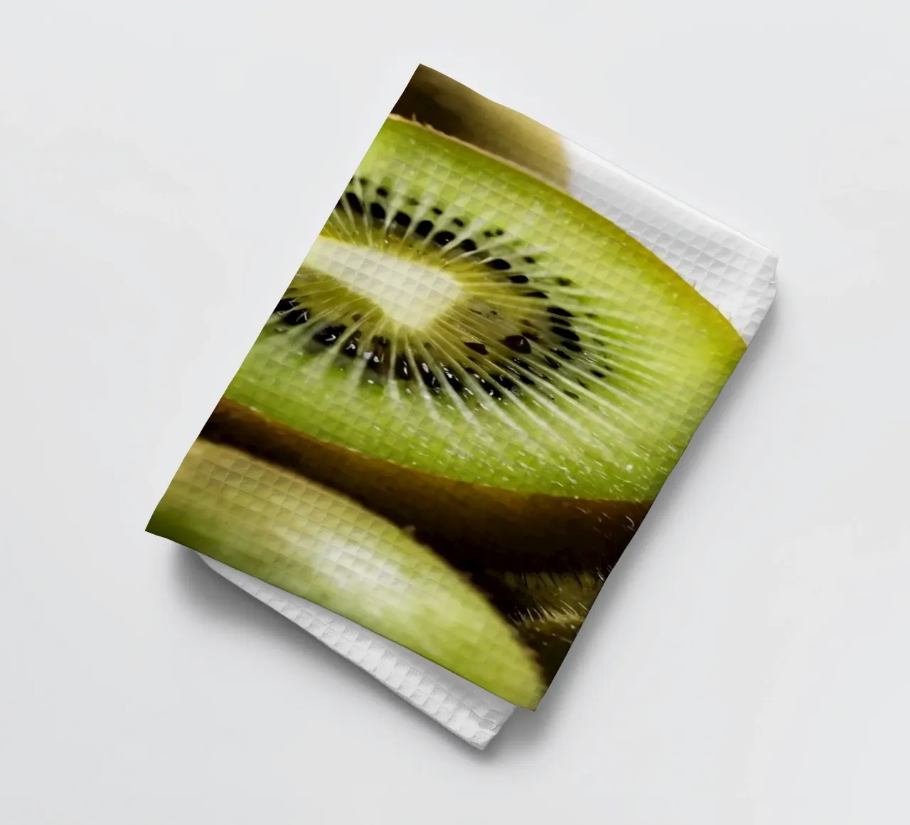 Kiwi freschi tagliati a fette e disposti con frutti interi canovaccio da cucina da DesignDoodle