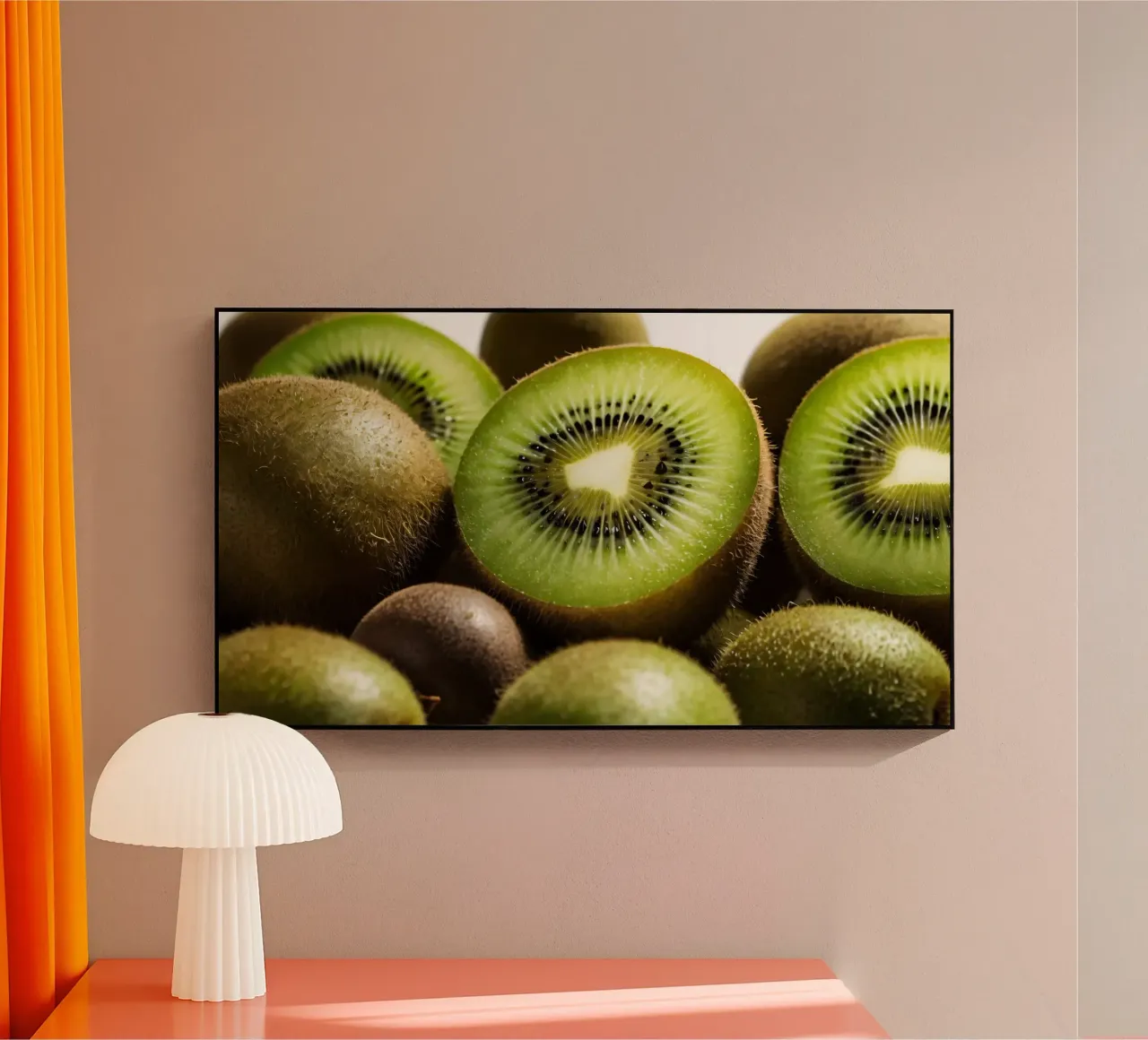 Kiwi freschi tagliati a fette e disposti con frutti interi plexiglass da DesignDoodle
