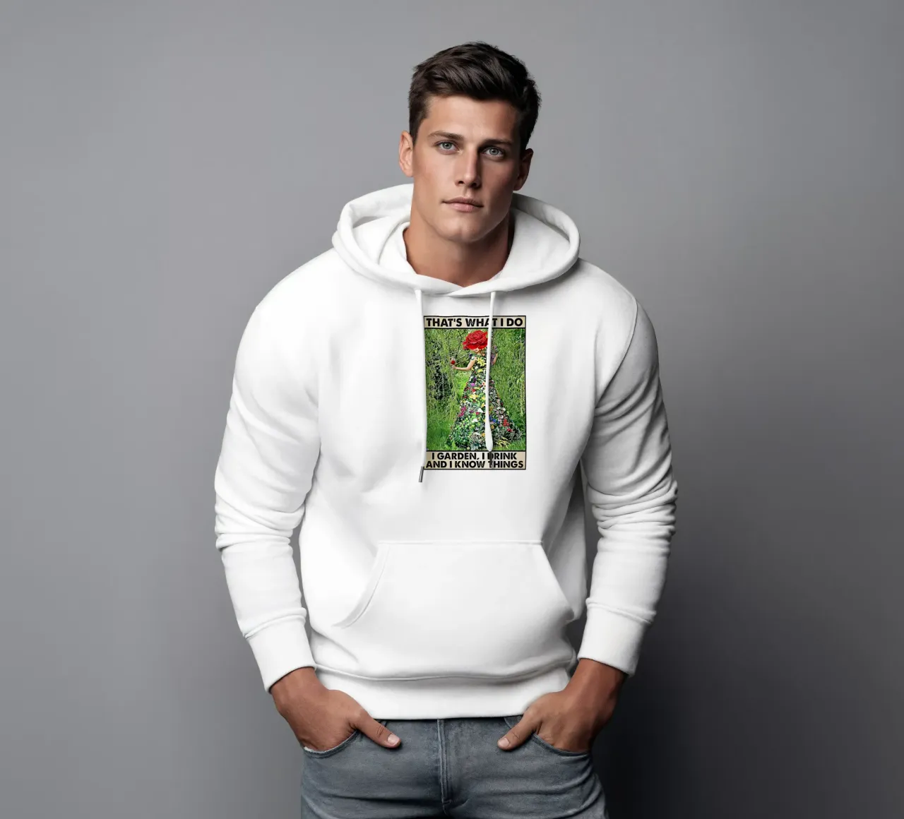 Ecco cosa faccio: faccio giardinaggio, bevo e so tutto. felpa con cappuccio da Aaronshop