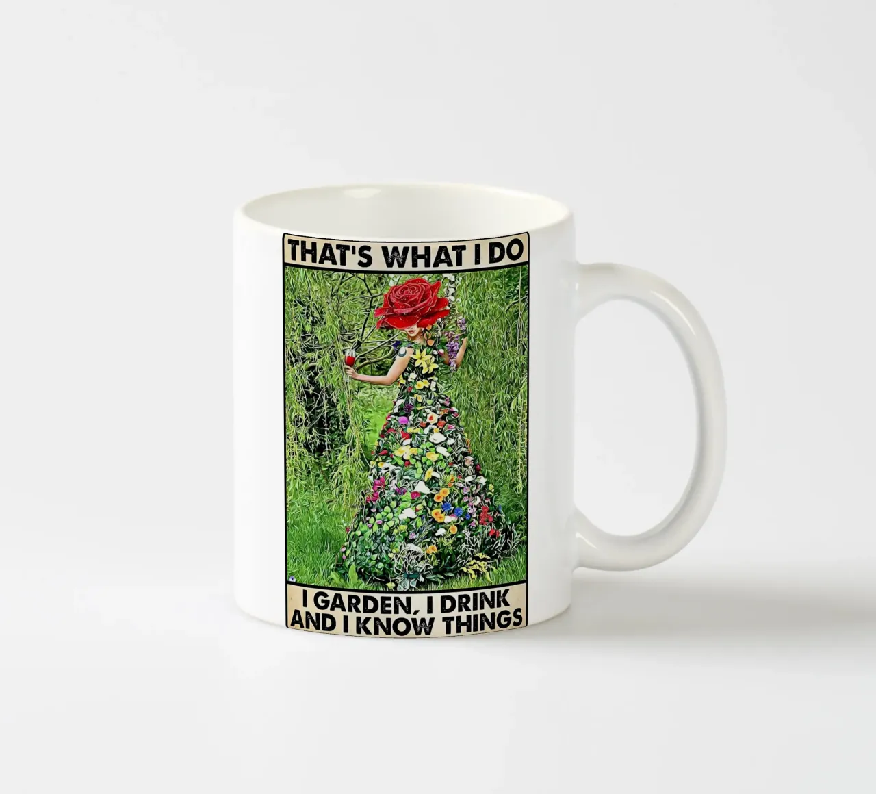 Ecco cosa faccio: faccio giardinaggio, bevo e so tutto. tazza in ceramica da Aaronshop