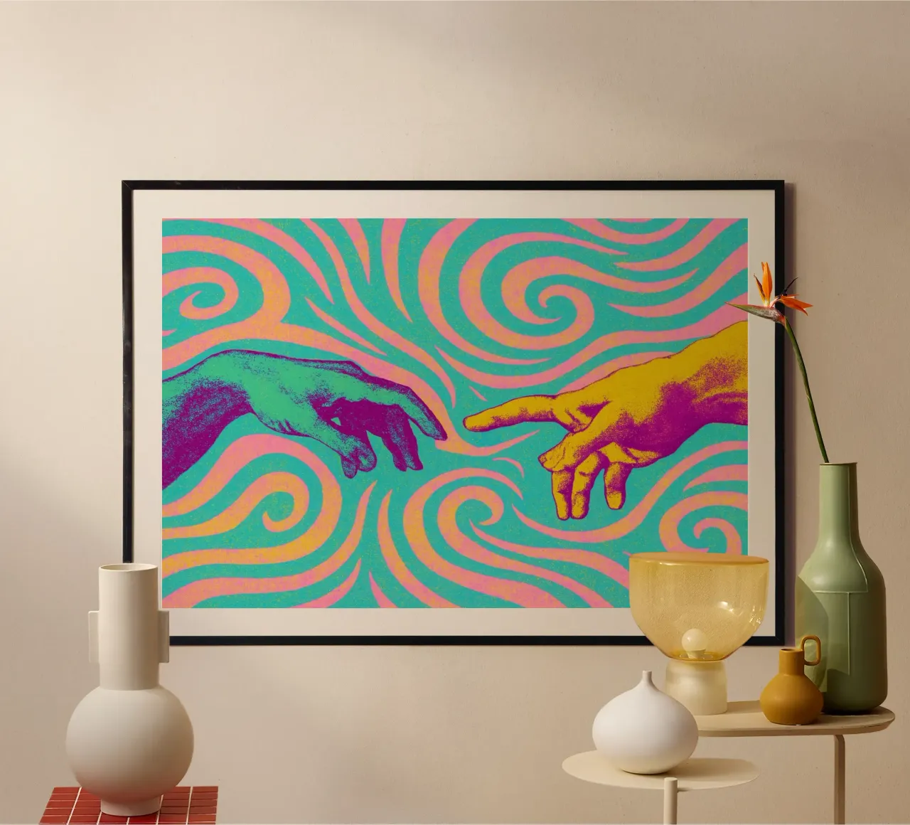 The Touch (Neon Masters Series) poster con telaio in alluminio da treechild