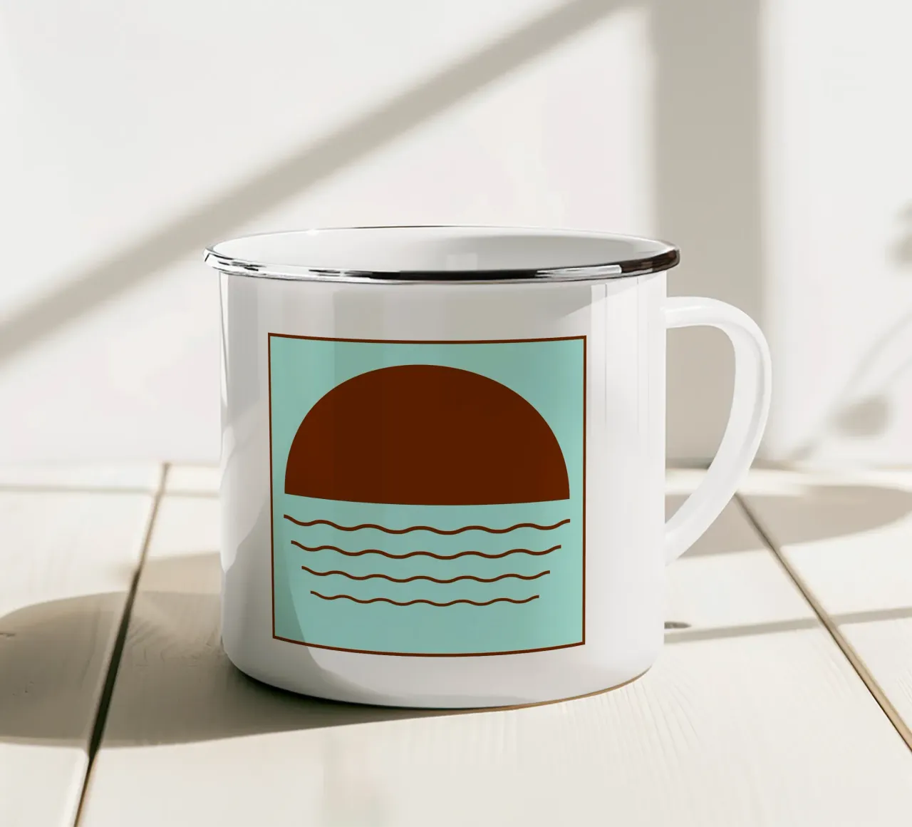 Boho Sunset Waves | Abstract Retro Art tazza in smalto da Une Affaire de Filles