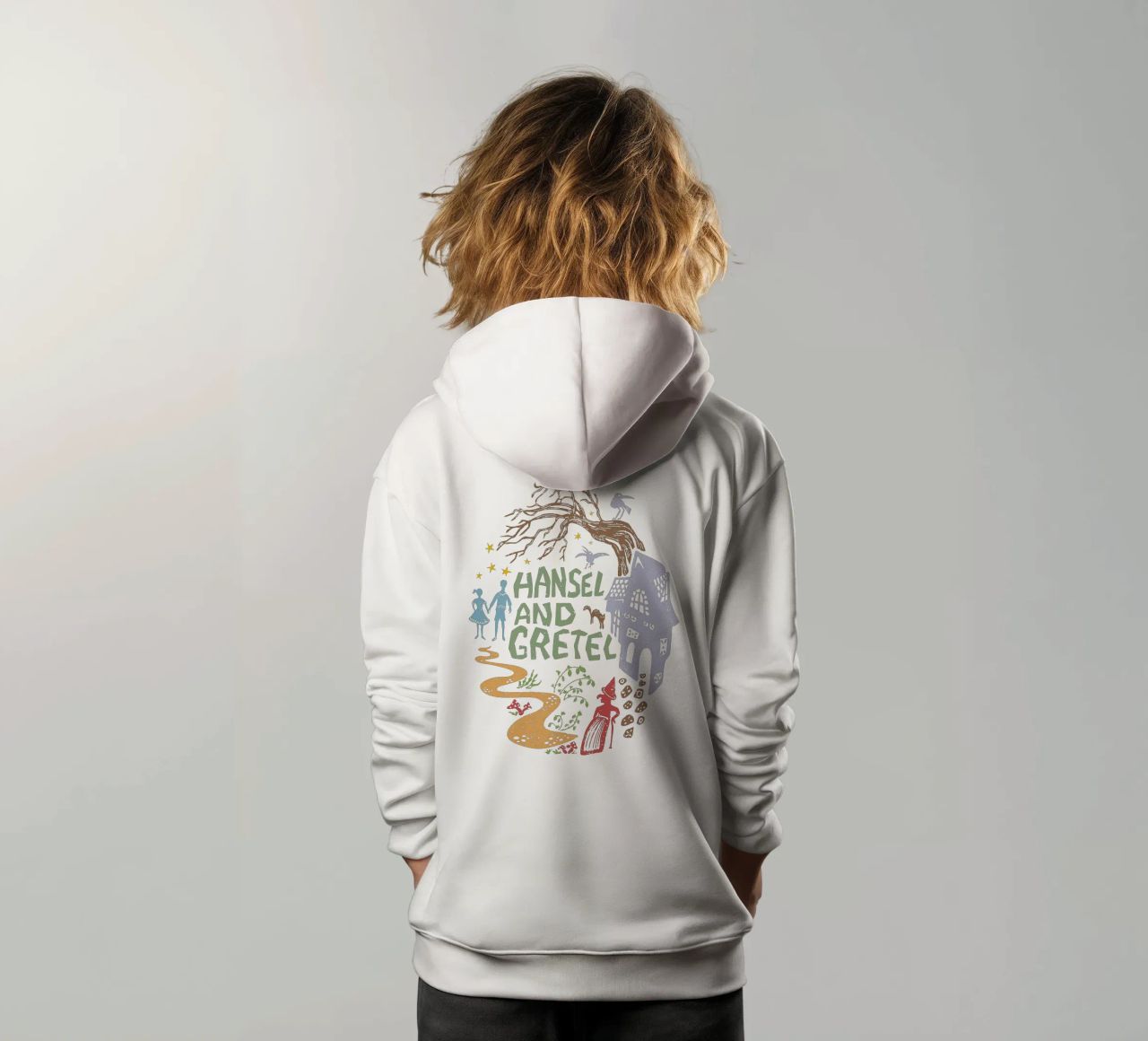 Illustratie van het sprookje "Hans en Grietje kinder hoodie van DYDesign