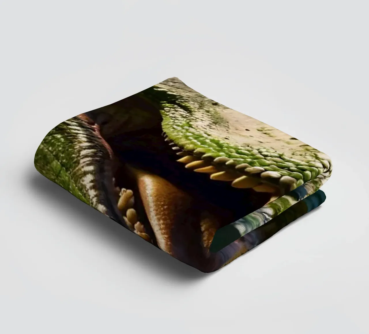fierce dinosaur in a lush, prehistoric jungle during daytim towel by DesignDoodle