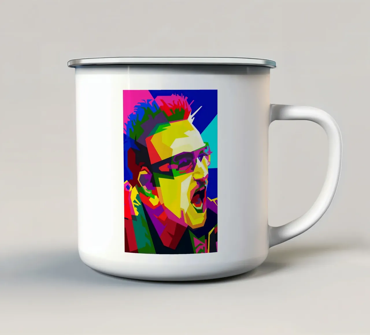 Bono cantante rock irlandese WPAP Trending Now tazza in smalto da Artkreator