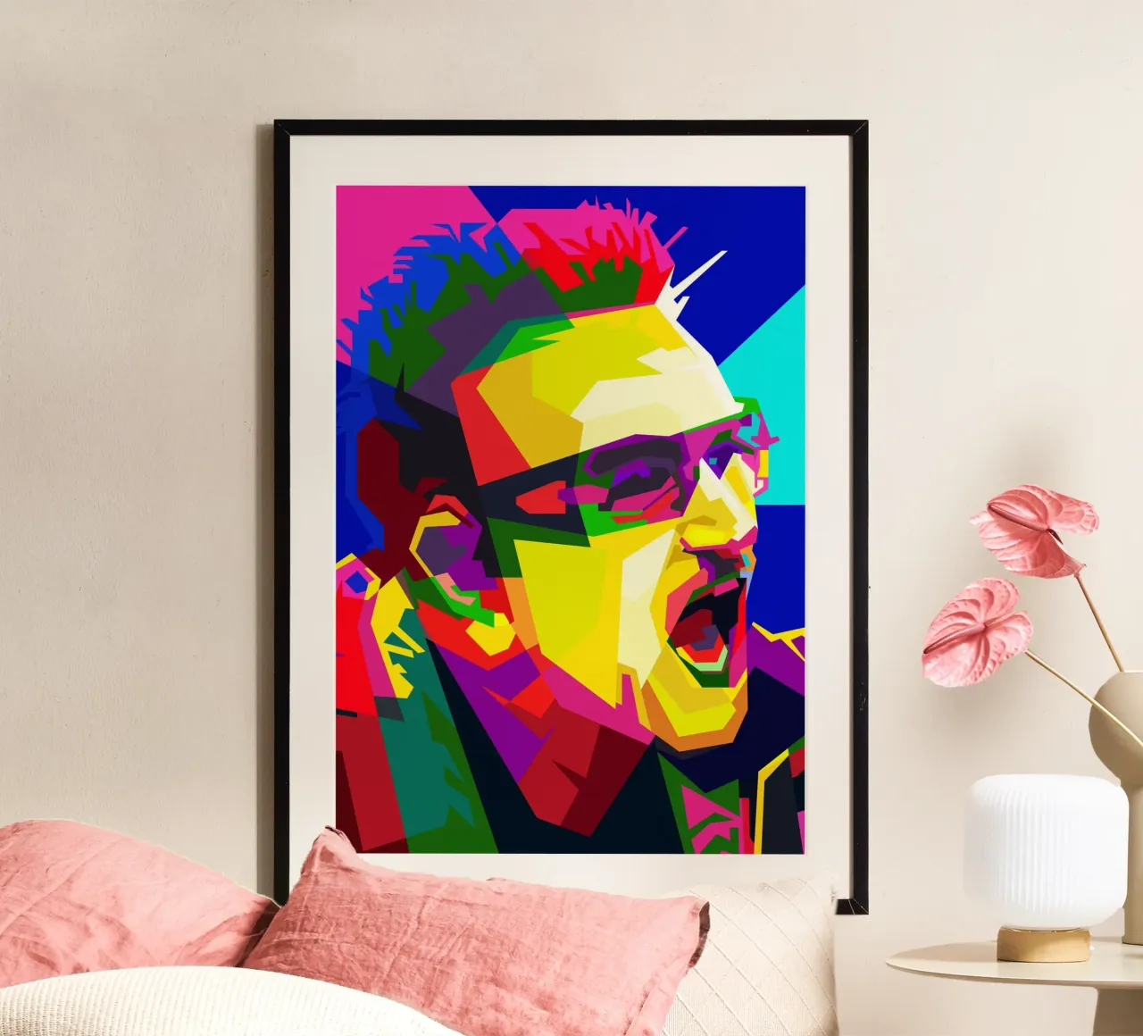 Bono cantante rock irlandese WPAP Trending Now poster con telaio in plastica da Artkreator