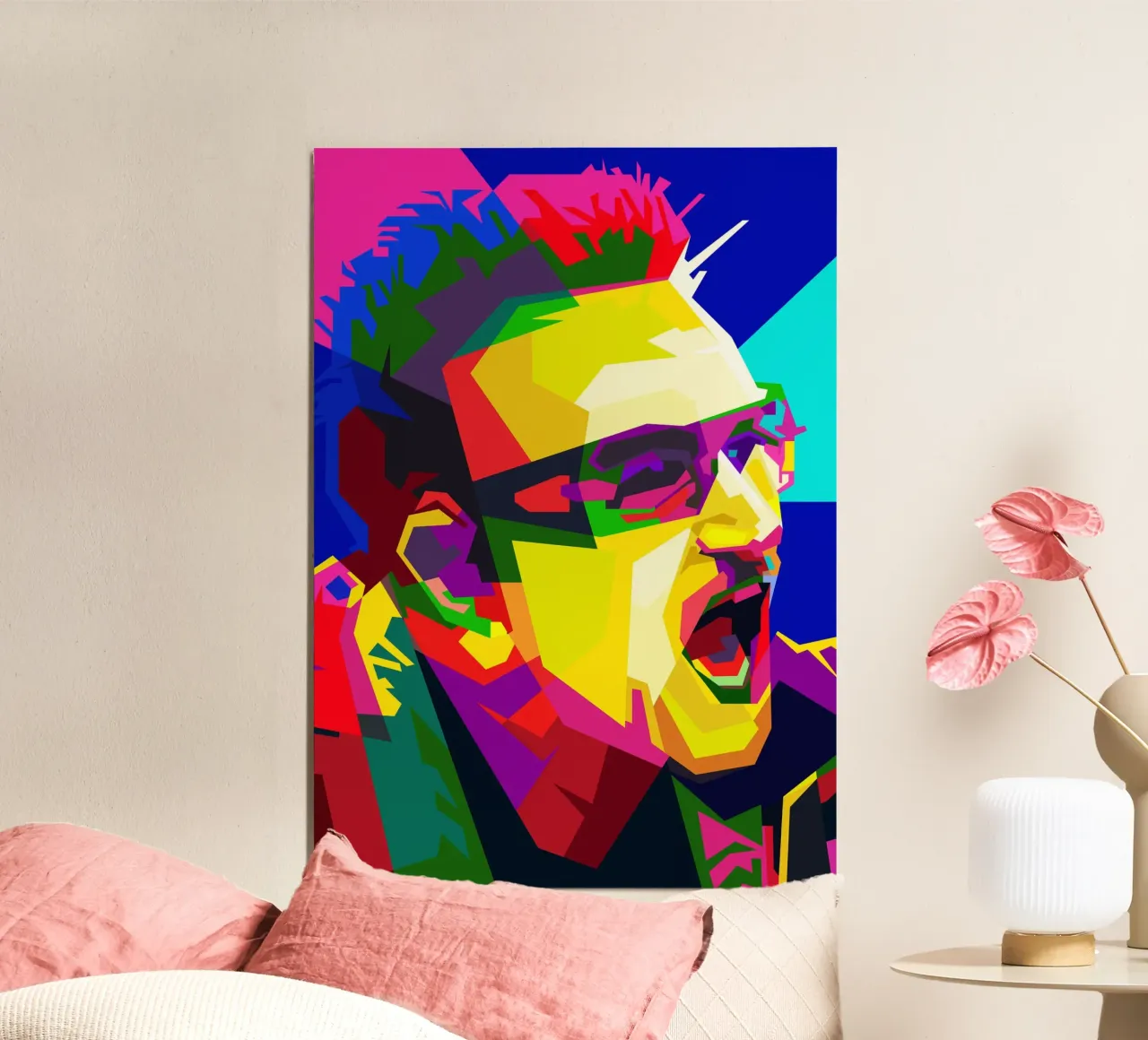 Bono cantante rock irlandese WPAP Trending Now poster con telaio in plastica da Artkreator