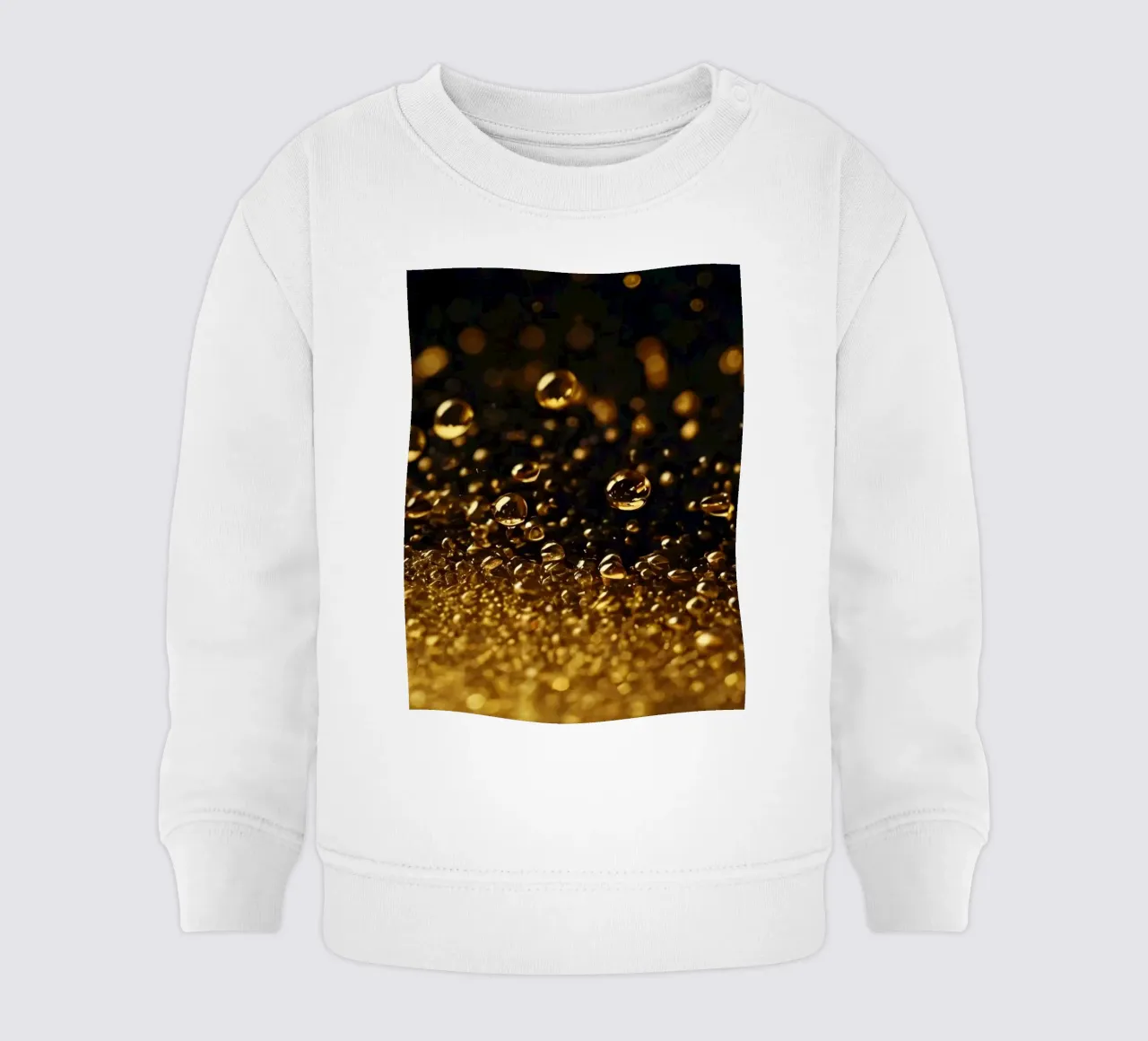 Gocce d'oro brillano su una superficie scura con un bokeh ipnotico felpa neonato da DesignDoodle