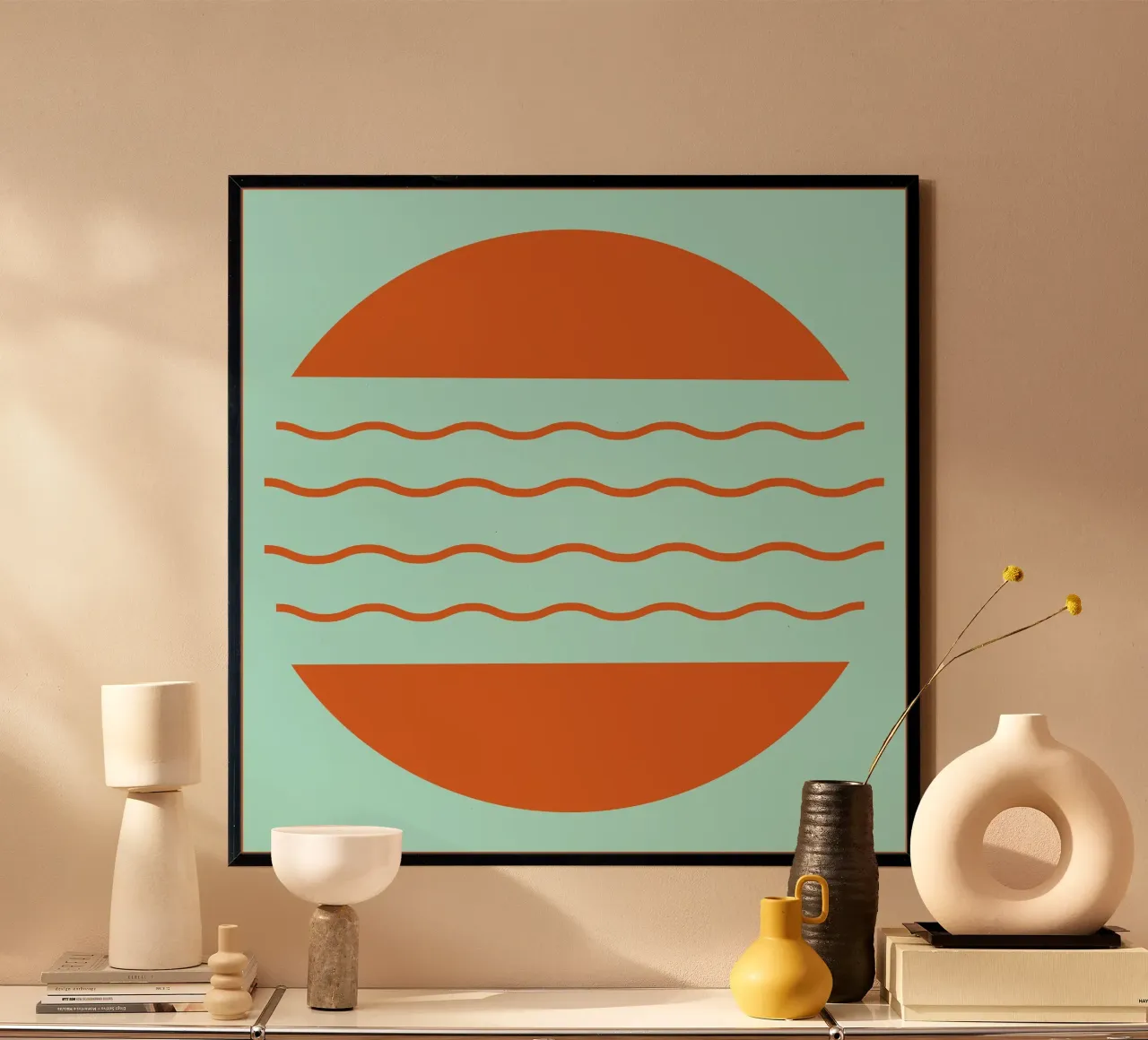 Boho Sunset Waves | Abstract Retro Art carta hahnemühle da Une Affaire de Filles