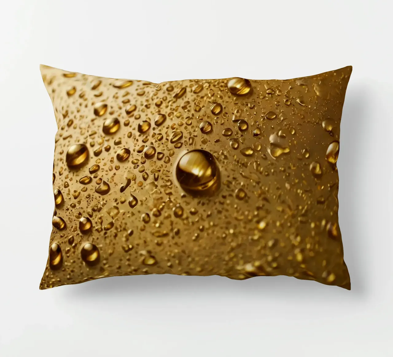 Primo piano di gocce d'acqua su una superficie d'oro cuscino da DesignDoodle