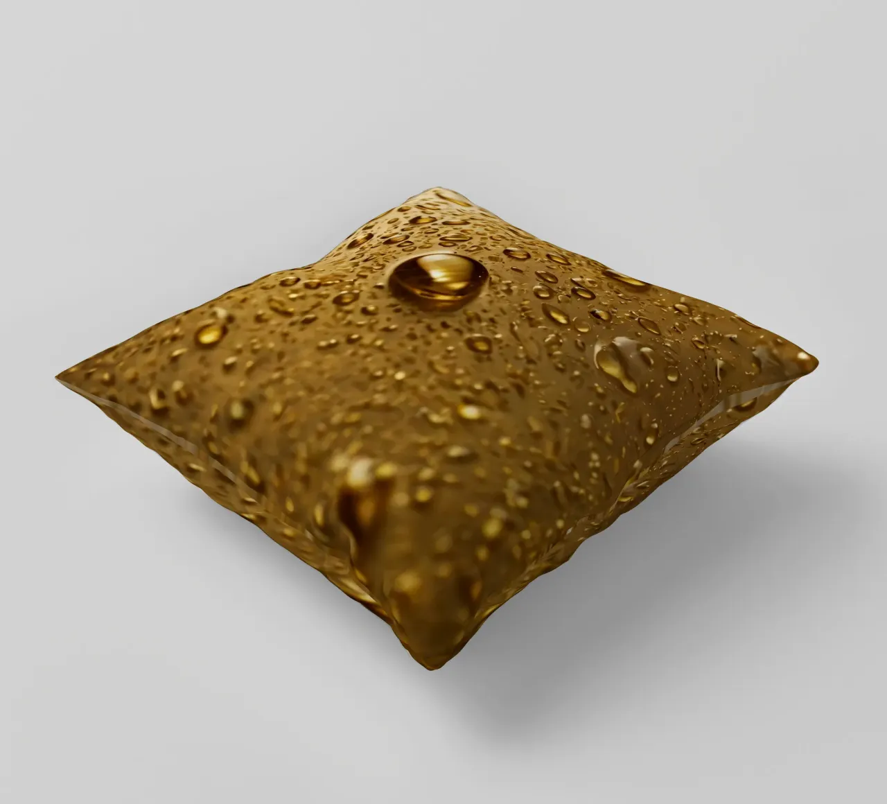 Primo piano di gocce d'acqua su una superficie d'oro cuscino da DesignDoodle