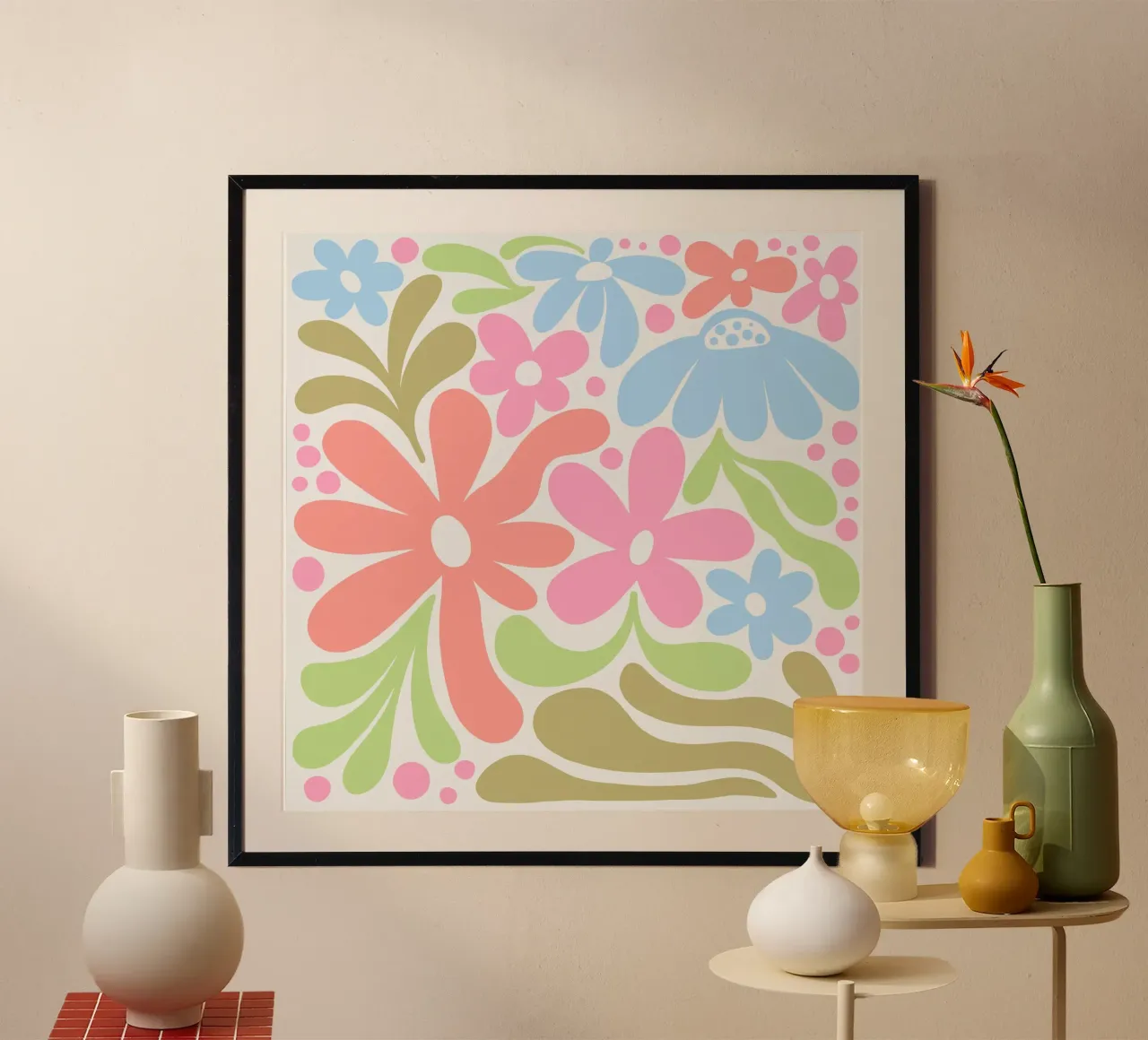 Margherite di Matisse poster con telaio in alluminio da Happy Littles