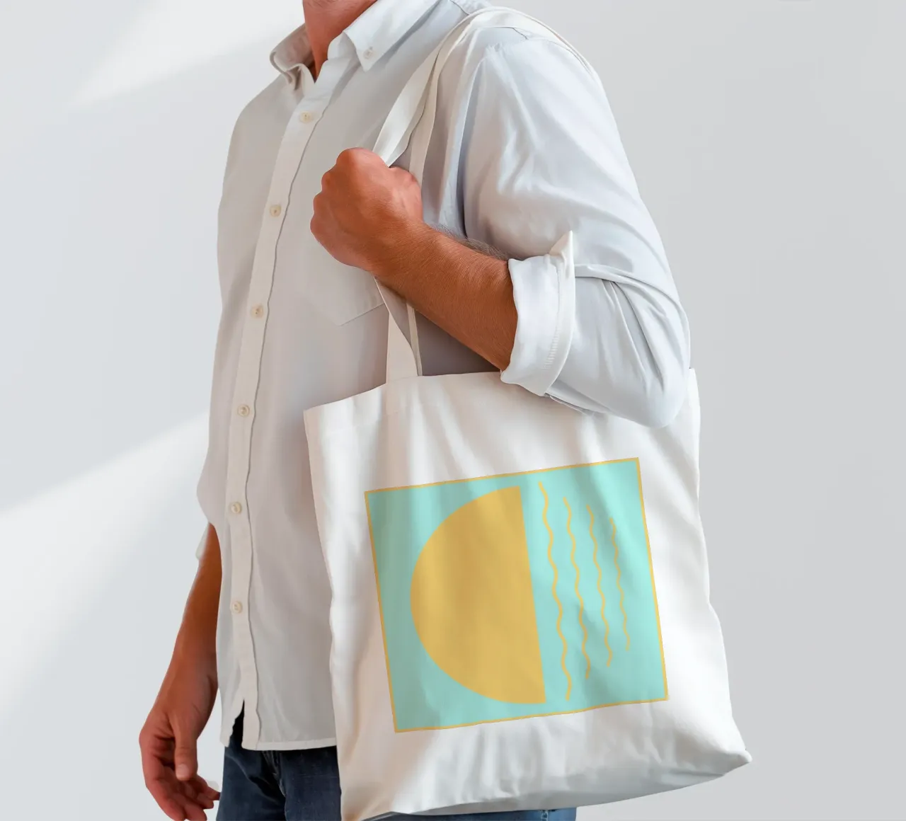 Boho Sunset Waves | Abstract Retro Art - IV borsa in juta da Une Affaire de Filles