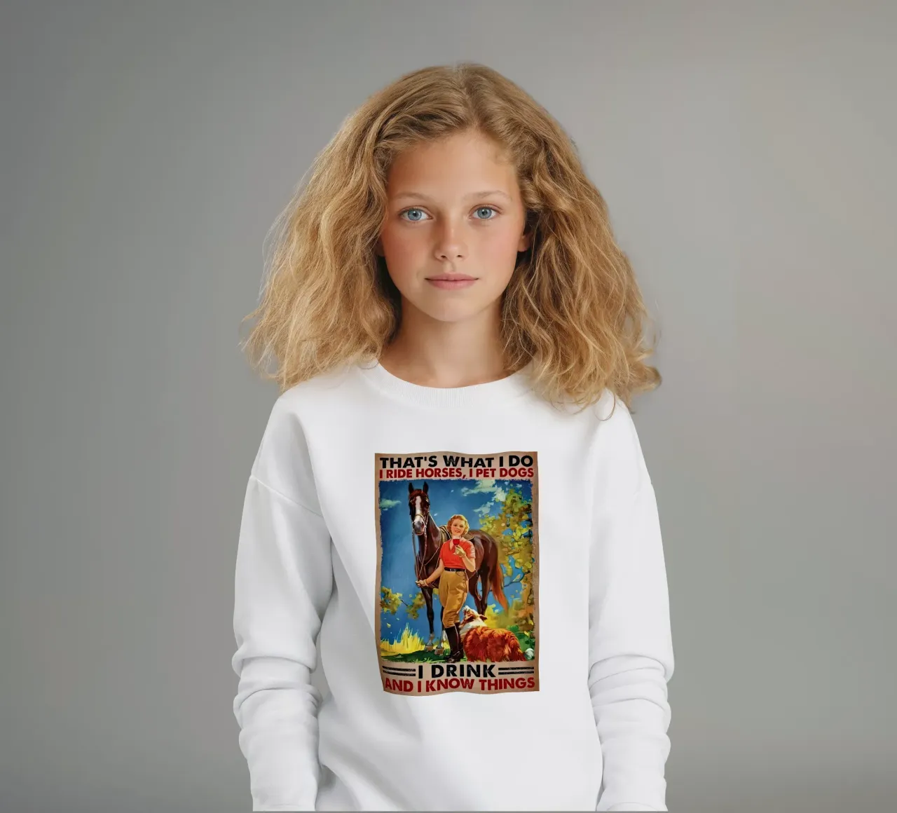 Questo è quello che faccio Cavalco cavalli, accudisco cani felpa bambino da Aaronshop