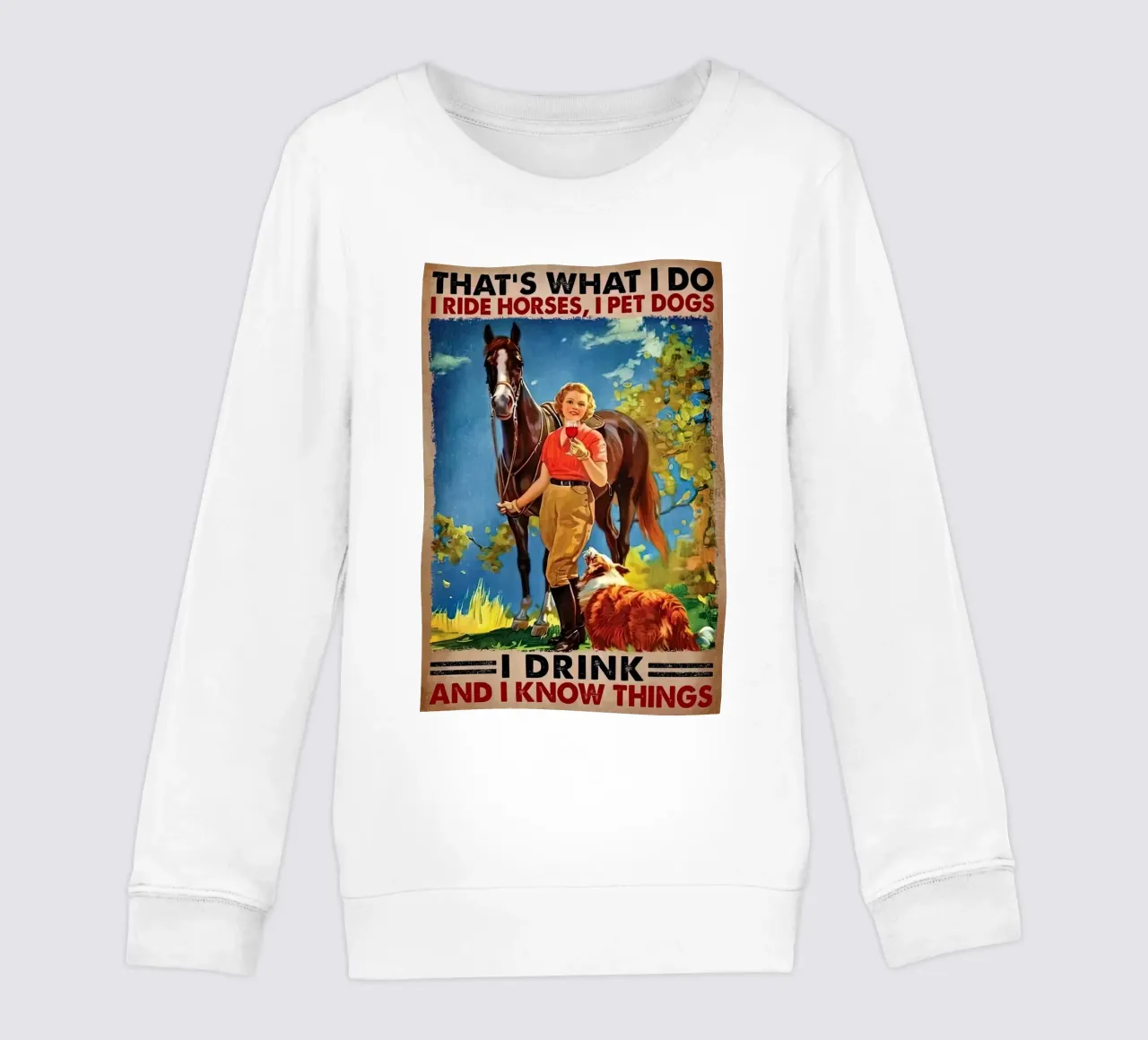 Questo è quello che faccio Cavalco cavalli, accudisco cani felpa bambino da Aaronshop