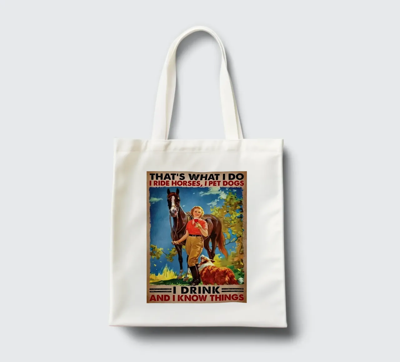 Questo è quello che faccio Cavalco cavalli, accudisco cani borsa in juta da Aaronshop