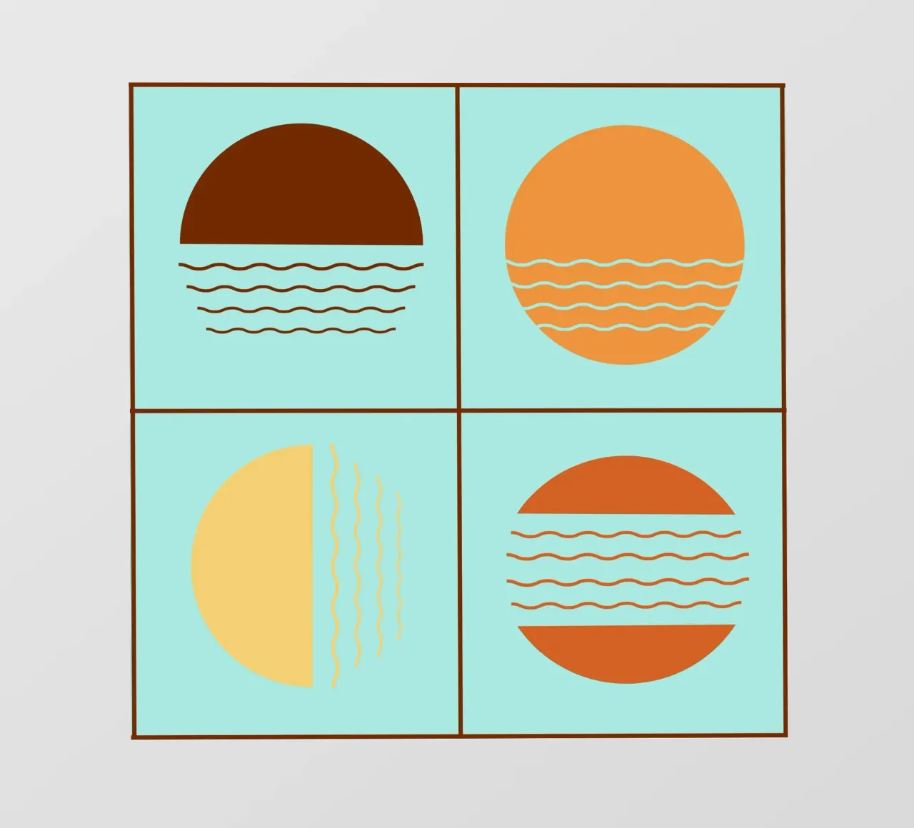 Boho Sunset Quartet | Abstract Geometric Art pellicola backlit da Une Affaire de Filles