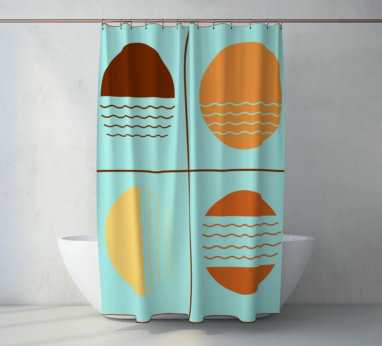 Boho Sunset Quartet | Abstract Geometric Art tenda da doccia da Une Affaire de Filles