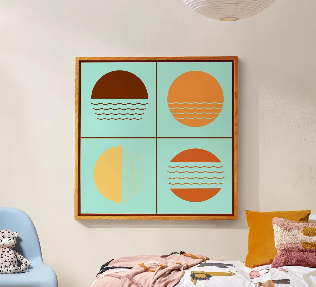 Boho Sunset Quartet | Abstract Geometric Art plexiglass da Une Affaire de Filles