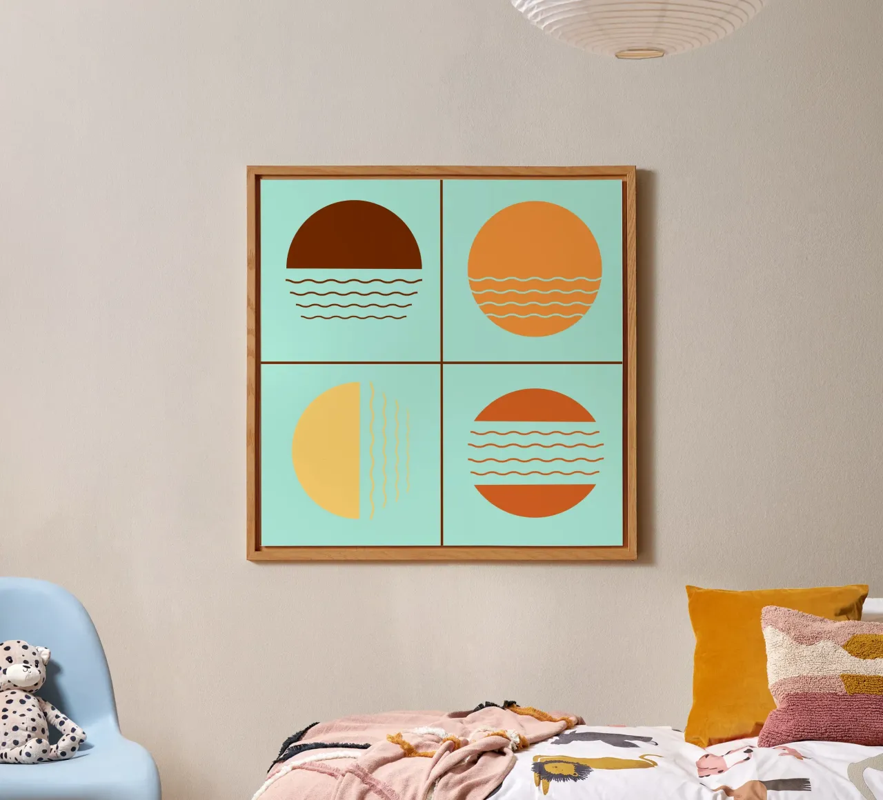 Boho Sunset Quartet | Abstract Geometric Art alluminio dibond da Une Affaire de Filles