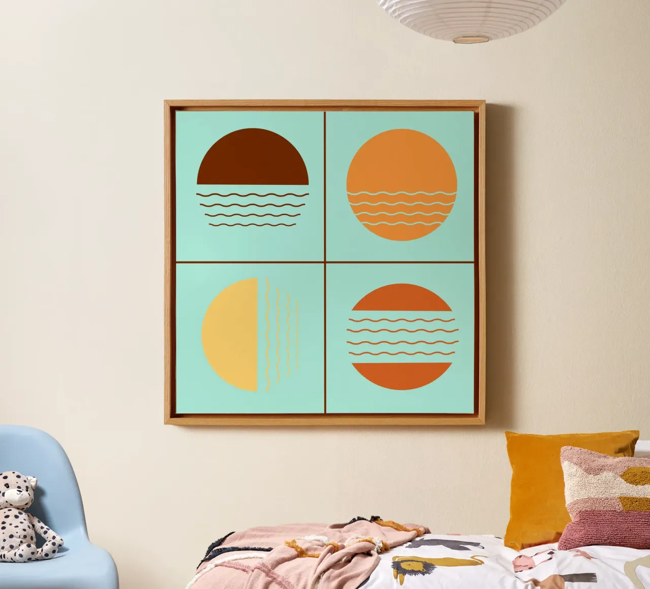 Boho Sunset Quartet | Abstract Geometric Art tela con Cornice a cassetta da Une Affaire de Filles
