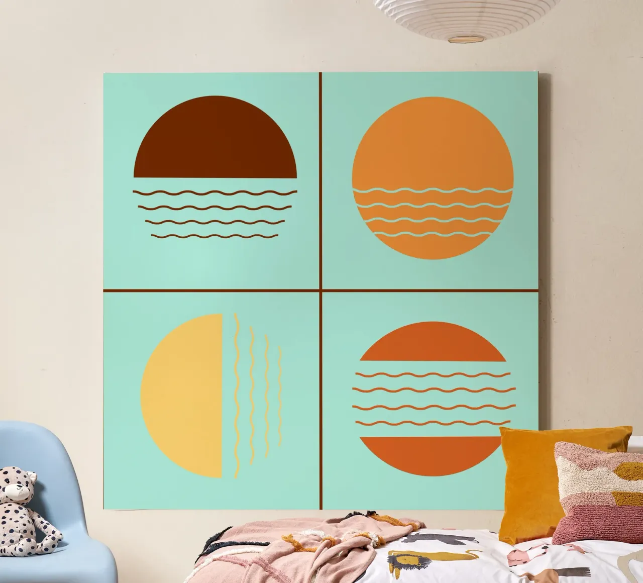 Boho Sunset Quartet | Abstract Geometric Art tela con Cornice a cassetta da Une Affaire de Filles
