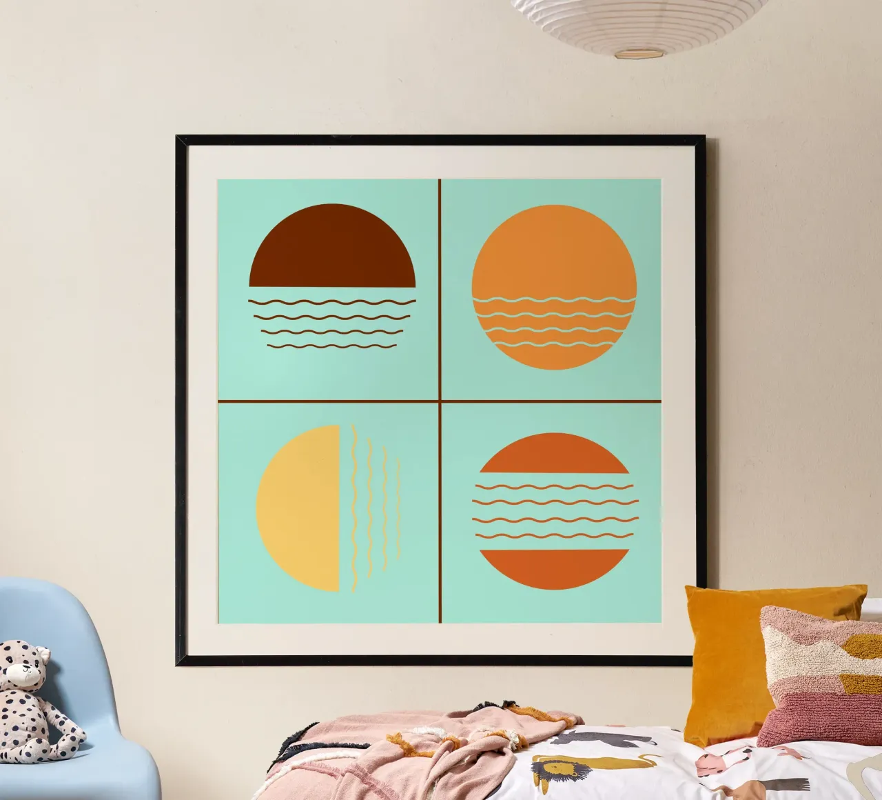 Boho Sunset Quartet | Abstract Geometric Art carta hahnemühle da Une Affaire de Filles