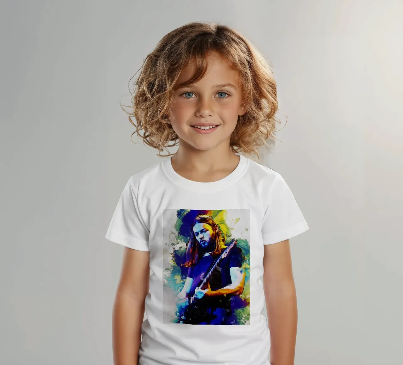 Smudge of Portrait David Gilmour kids t-shirt by Gunawan Rb