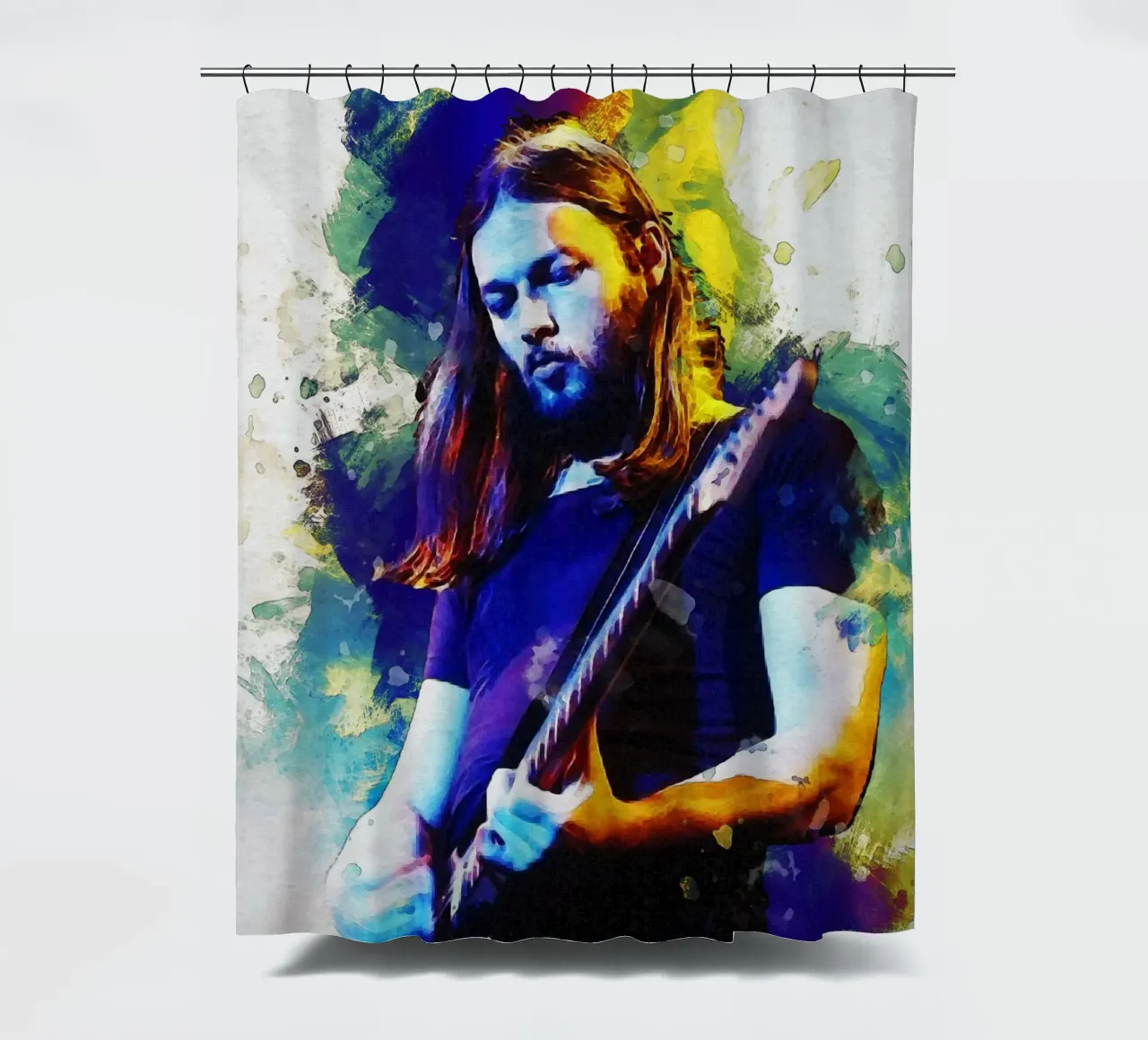 Macchia di ritratto David Gilmour tenda da doccia da Gunawan Rb