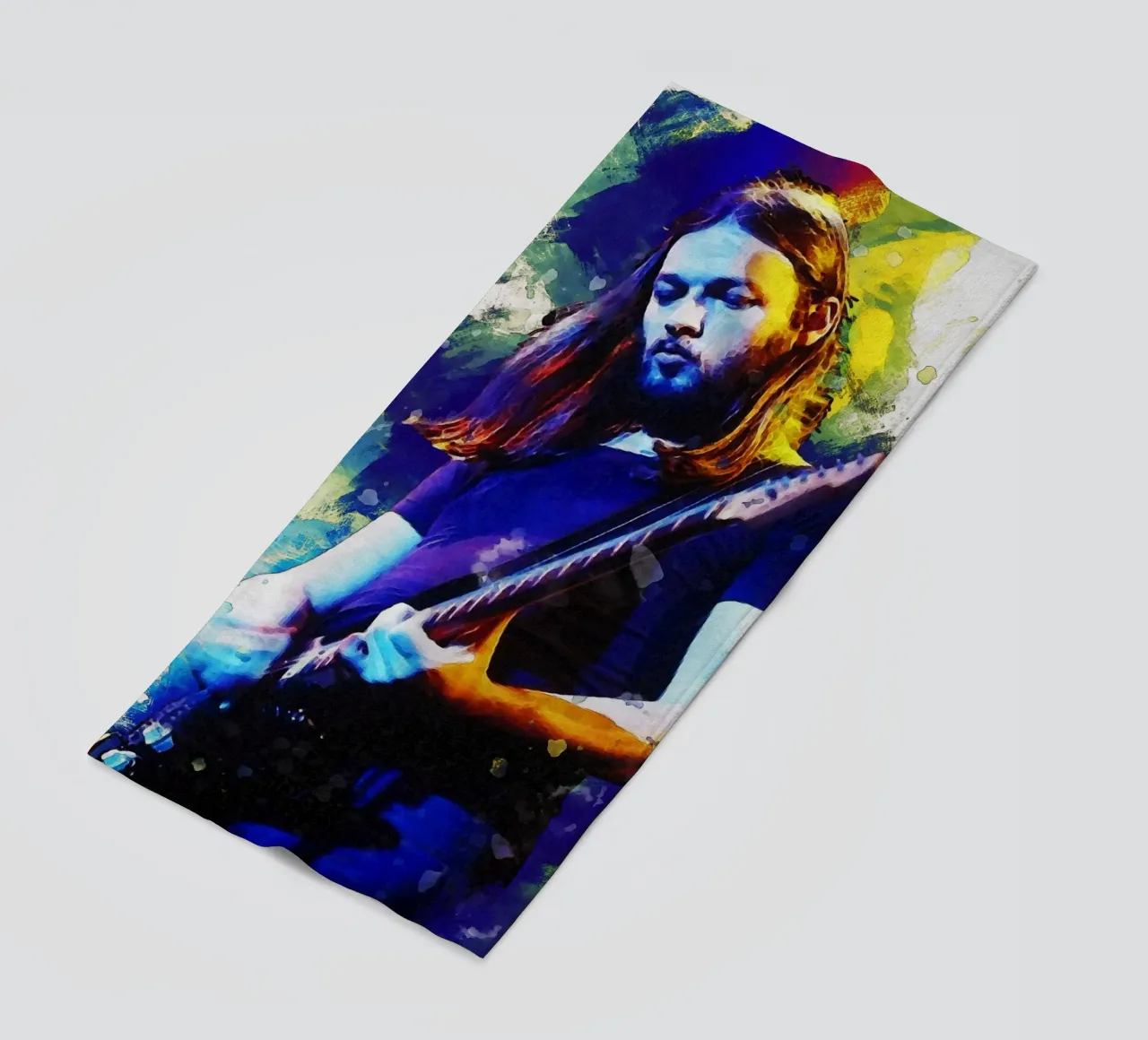 Smudge of Portrait David Gilmour beach towel by Gunawan Rb
