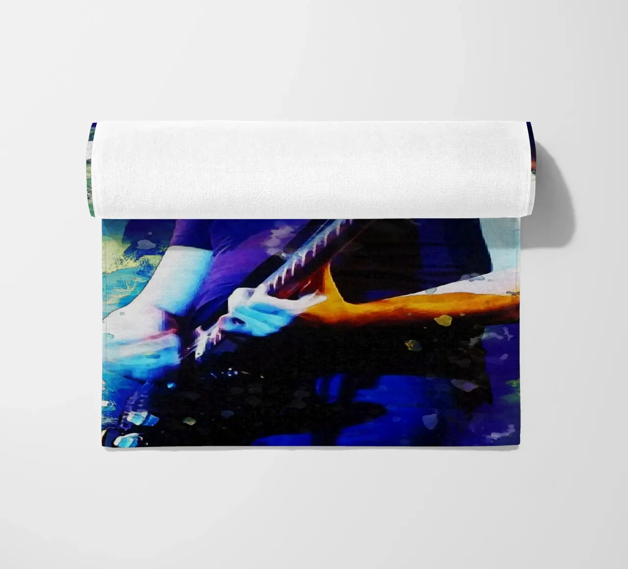 Smudge of Portrait David Gilmour beach towel by Gunawan Rb