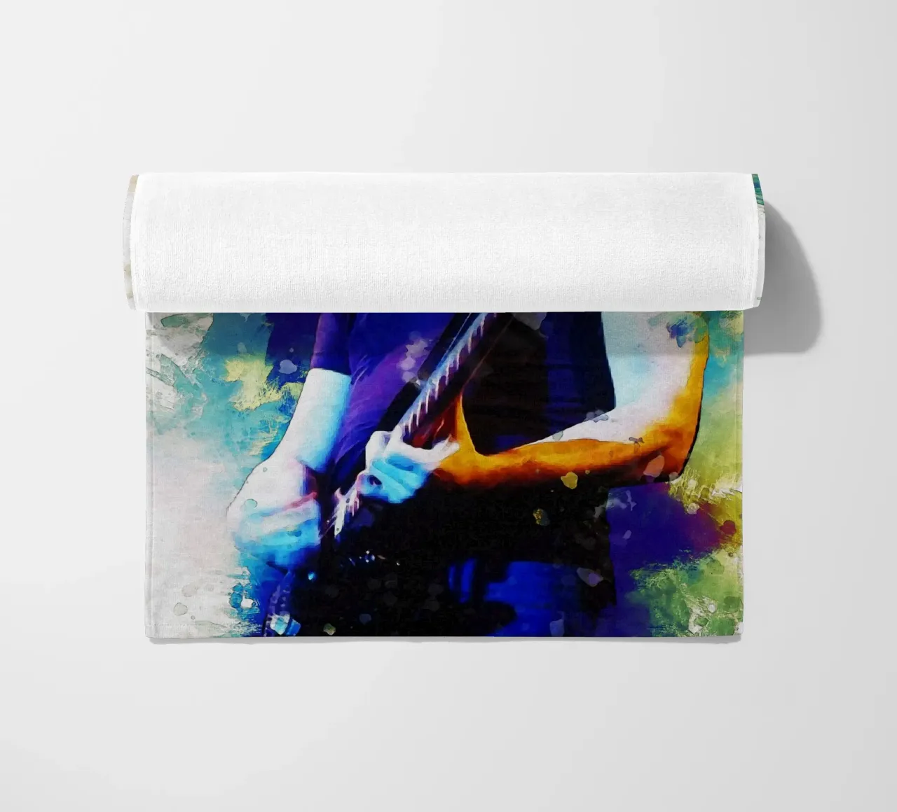 Smudge of Portrait David Gilmour beach towel by Gunawan Rb