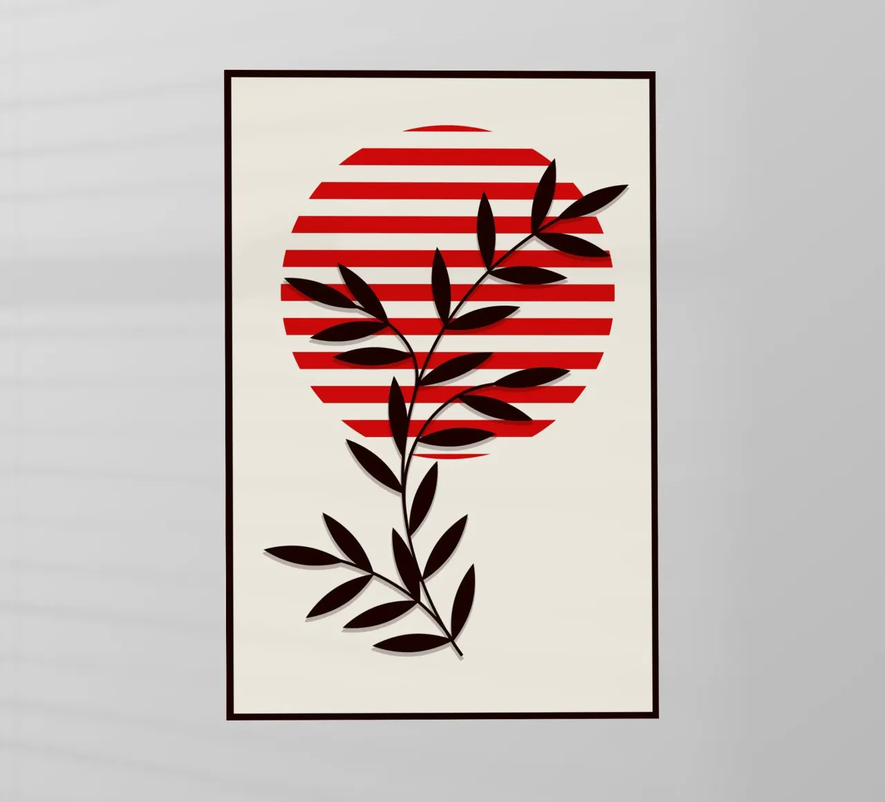 Japandi Sun & Branch | Abstract Botanical Poster Art pellicola backlit da Une Affaire de Filles