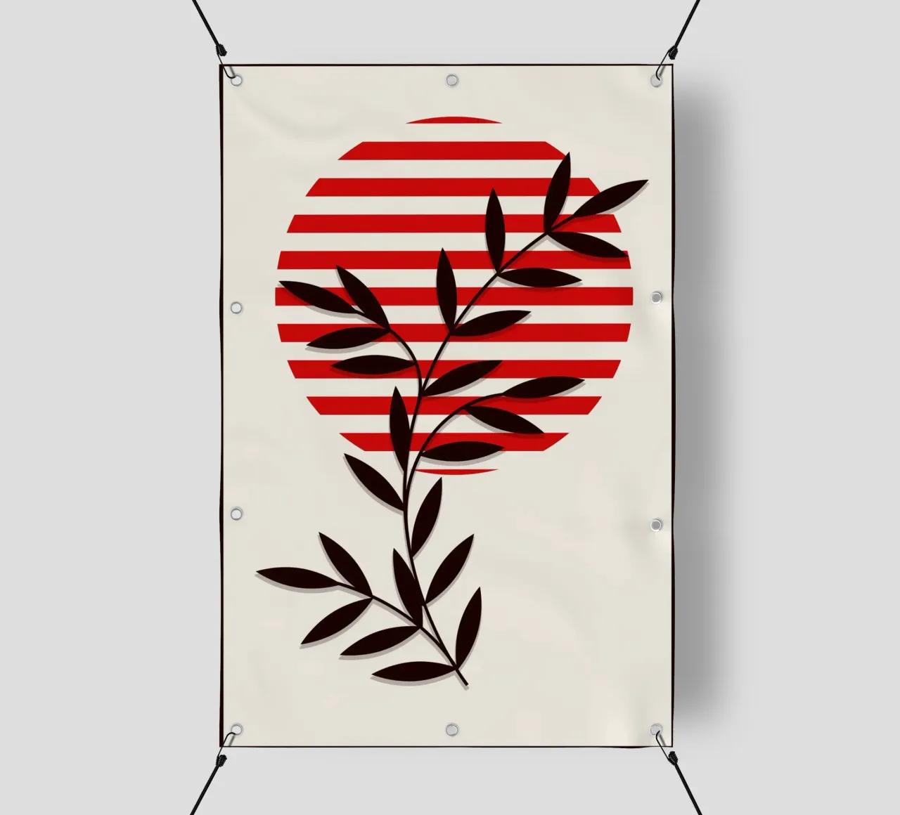 Japandi Sun & Branch | Abstract Botanical Poster Art telo in pvc da Une Affaire de Filles