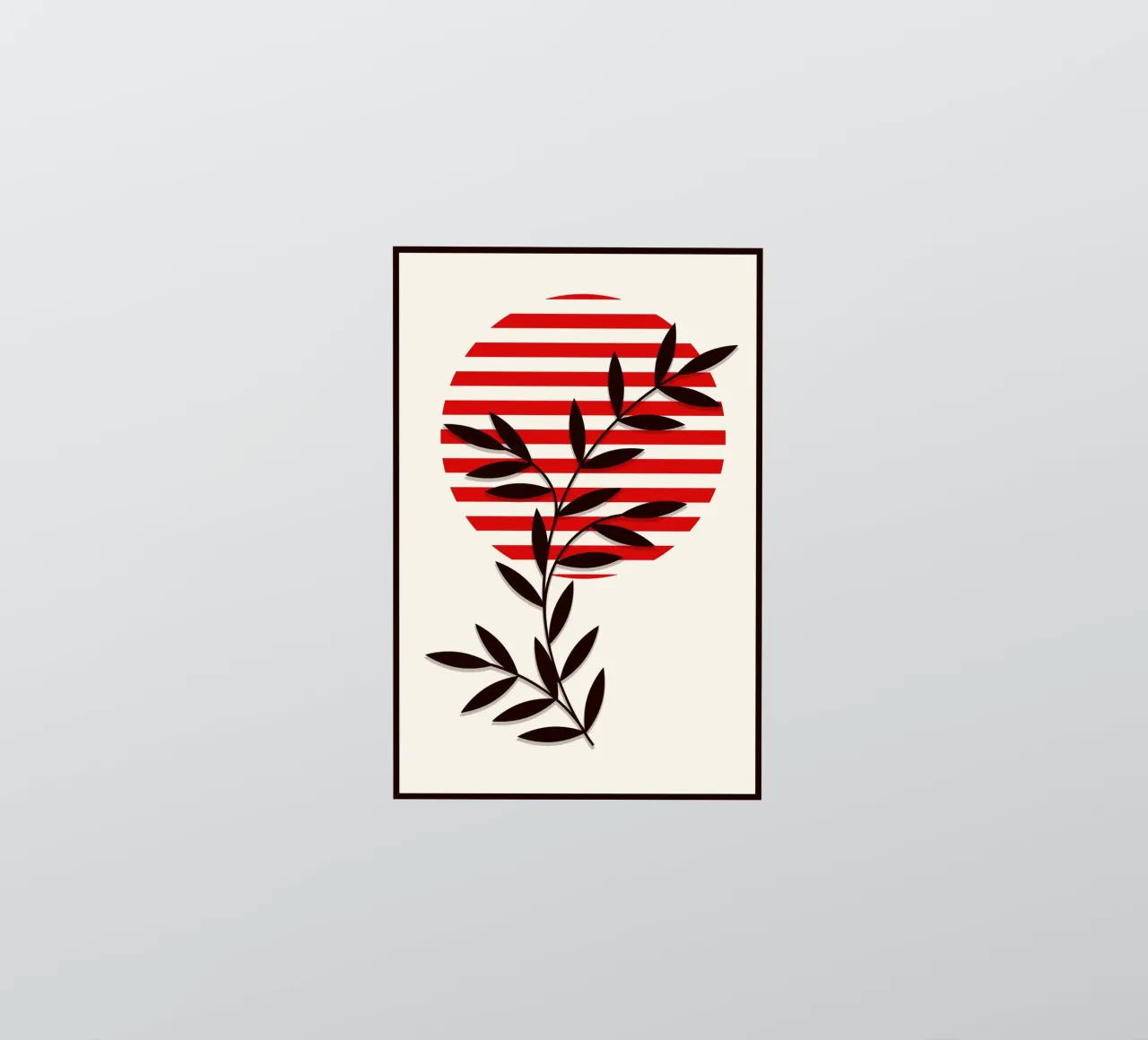 Japandi Sun & Branch | Abstract Botanical Poster Art autocollant de Une Affaire de Filles