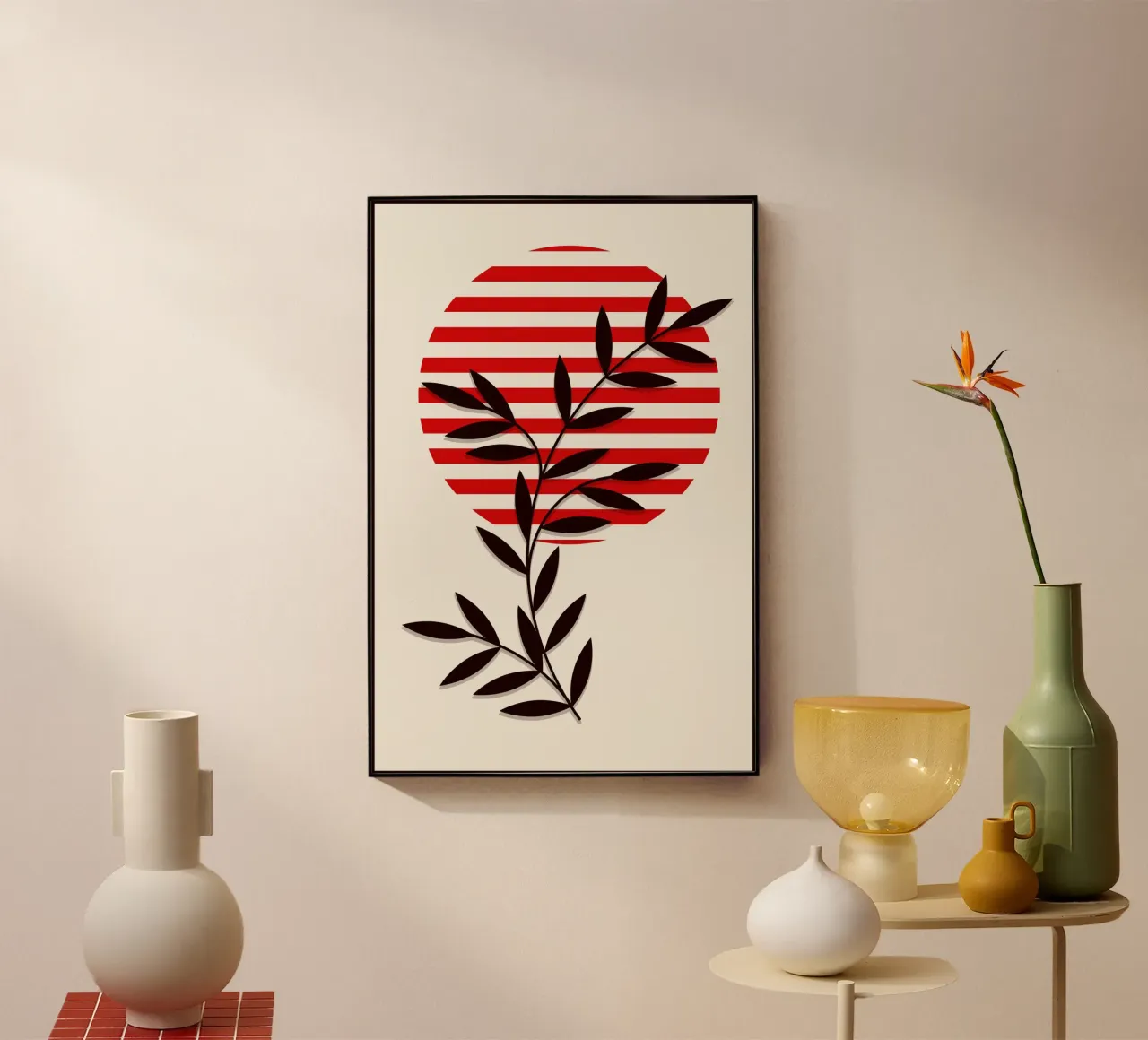 Japandi Sun & Branch | Abstract Botanical Poster Art plexiglass da Une Affaire de Filles