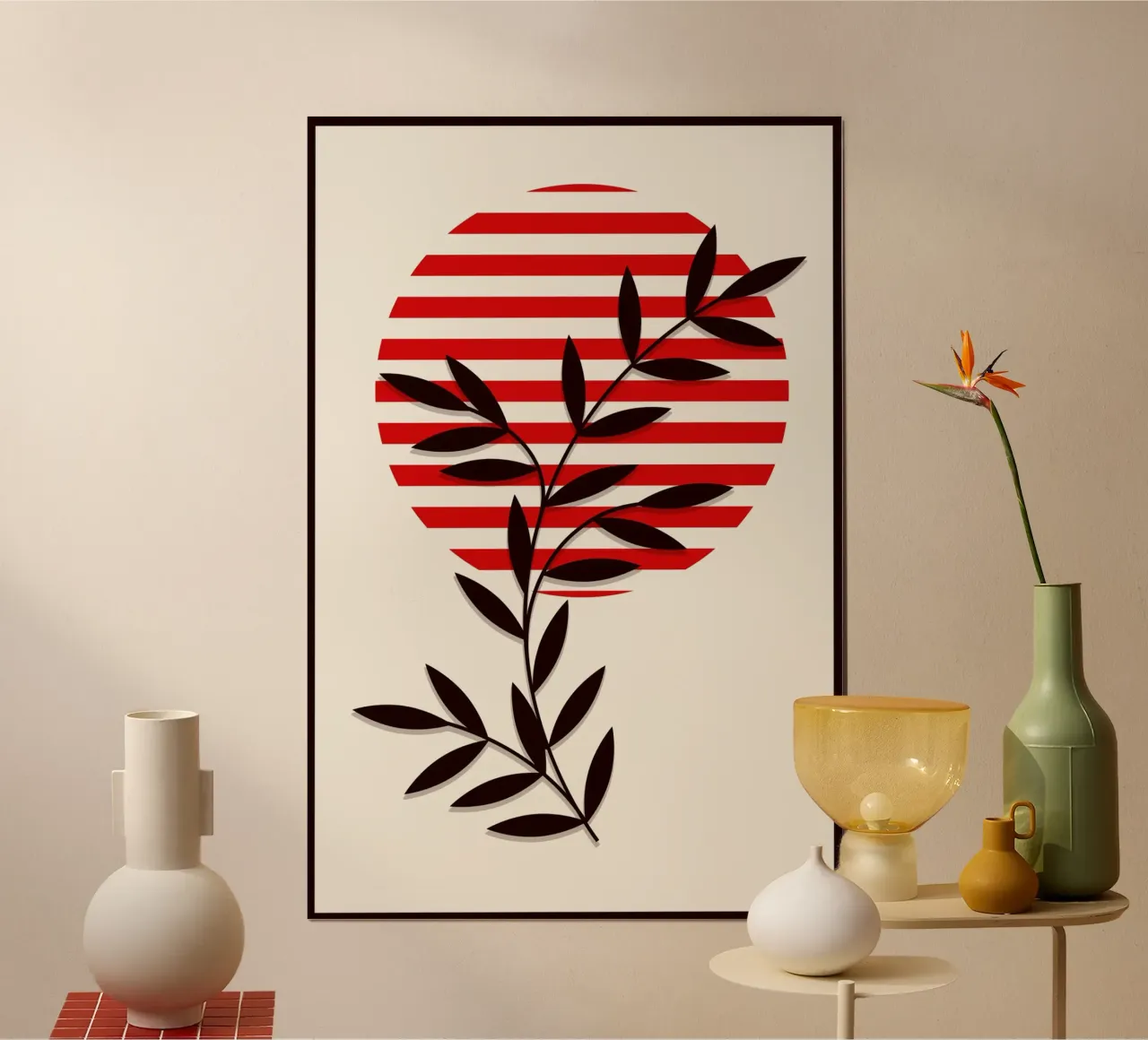 Japandi Sun & Branch | Abstract Botanical Poster Art carta hahnemühle da Une Affaire de Filles
