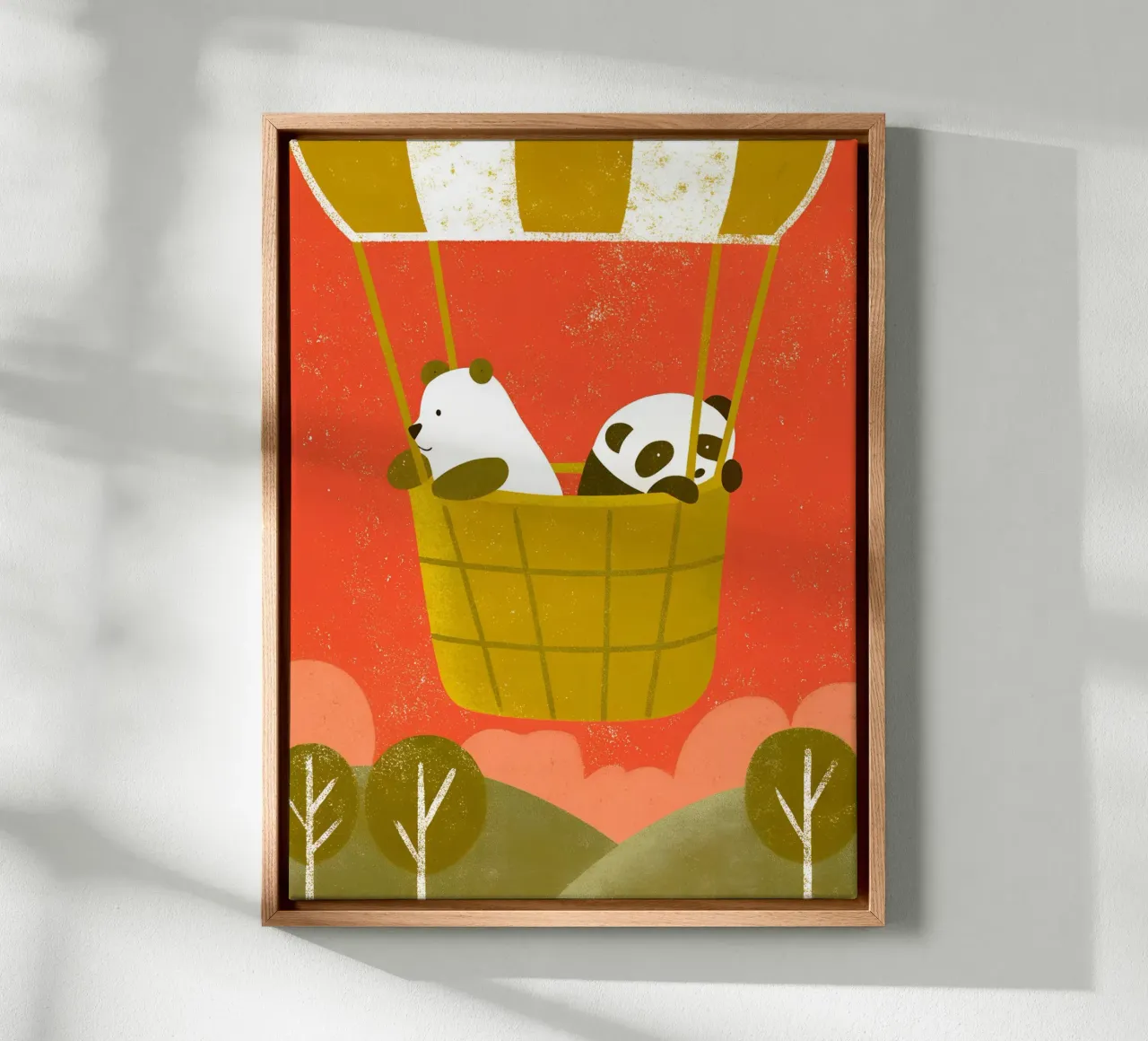 Mongolfiera con orso e panda tela con Cornice a cassetta da THE LATEST SHOP
