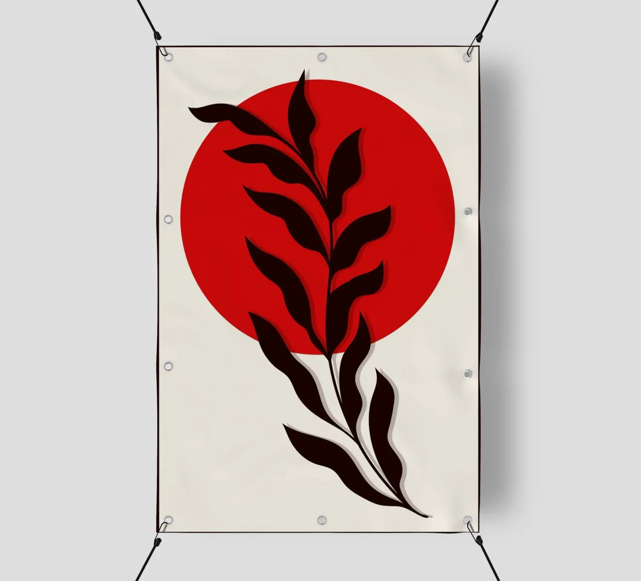 Japandi Sun & Branch | Abstract Botanical Poster Art telo in pvc da Une Affaire de Filles
