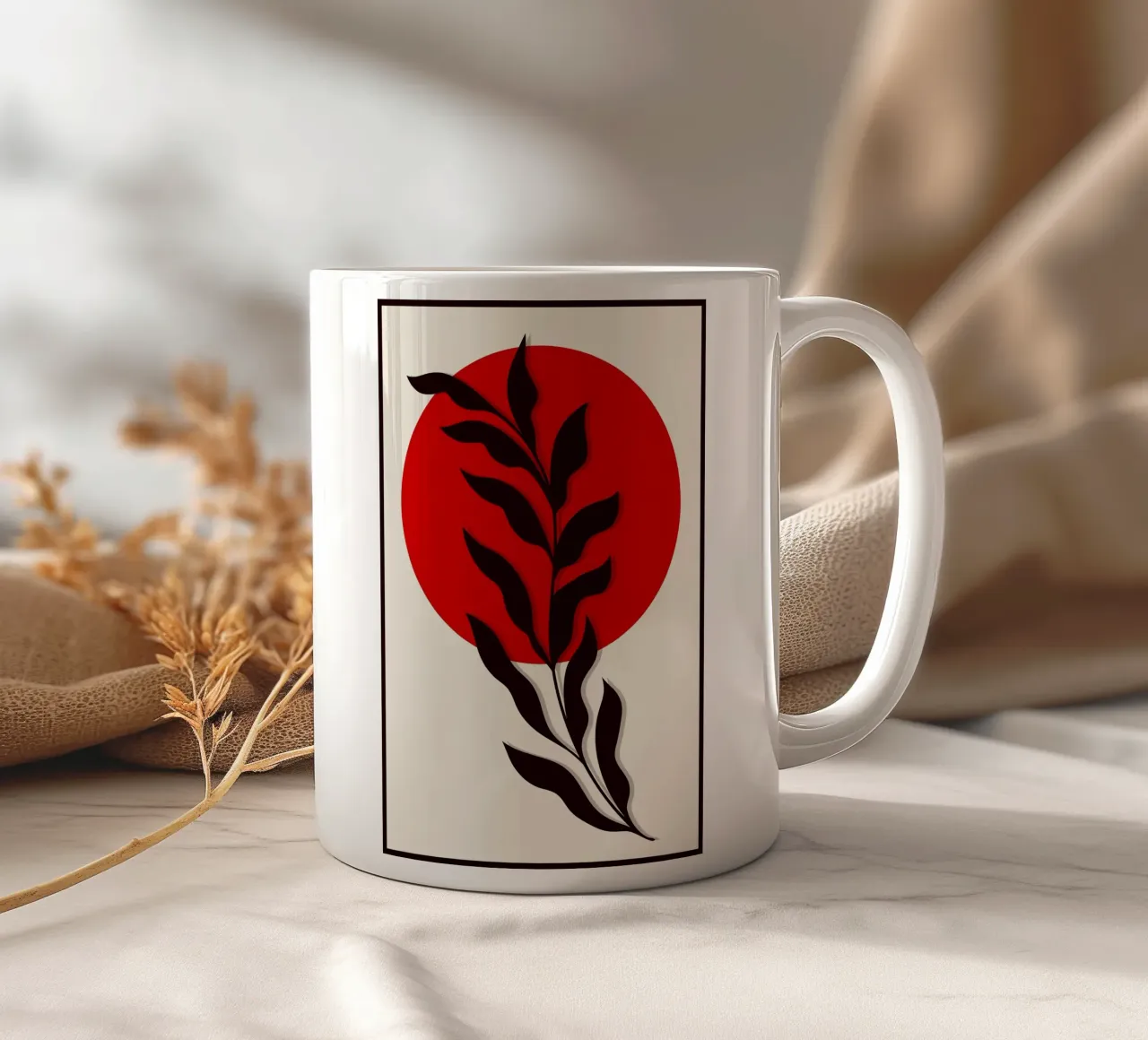 Japandi Sun & Branch | Abstract Botanical Poster Art tazza in ceramica da Une Affaire de Filles