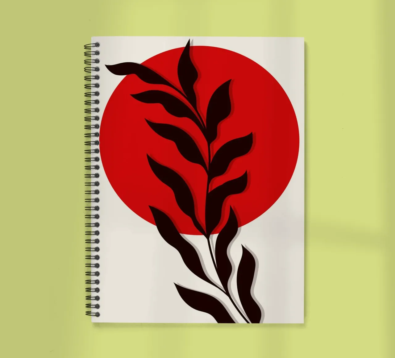 Japandi Sun & Branch | Abstract Botanical Poster Art spiral notebook by Une Affaire de Filles