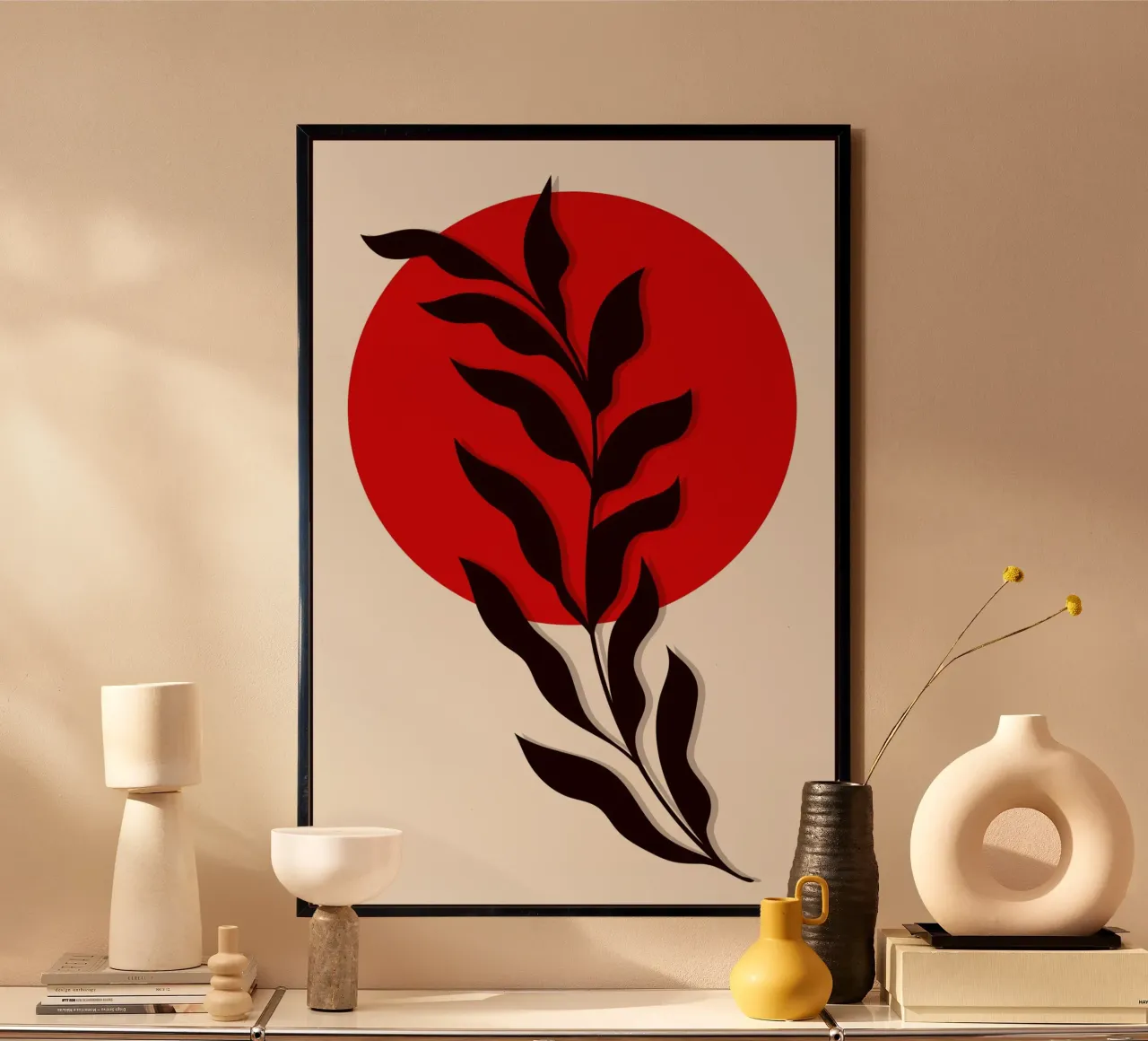 Japandi Sun & Branch | Abstract Botanical Poster Art carta hahnemühle da Une Affaire de Filles