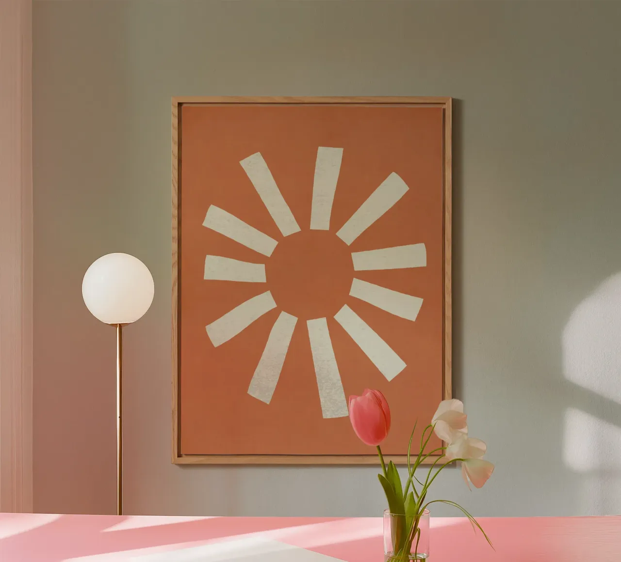 Sun Line Minimalist - Arancione alluminio dibond da MoonlightPrint