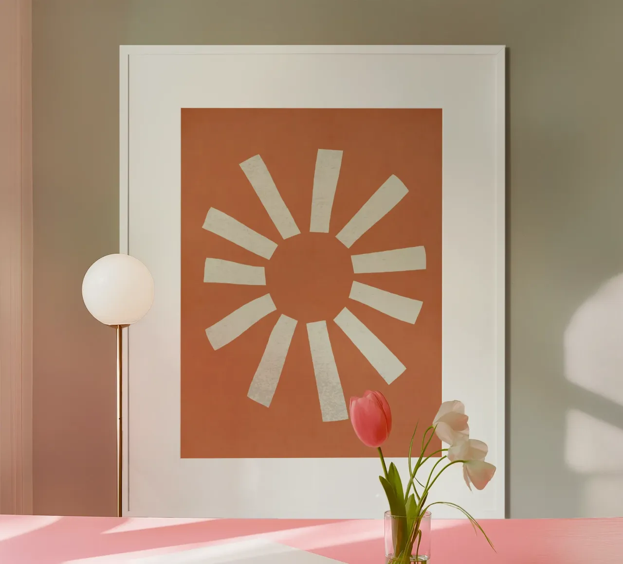 Sun Line Minimalist - Arancione poster da MoonlightPrint