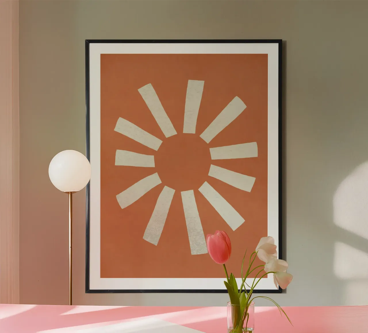 Sun Line Minimalist - Arancione poster da MoonlightPrint